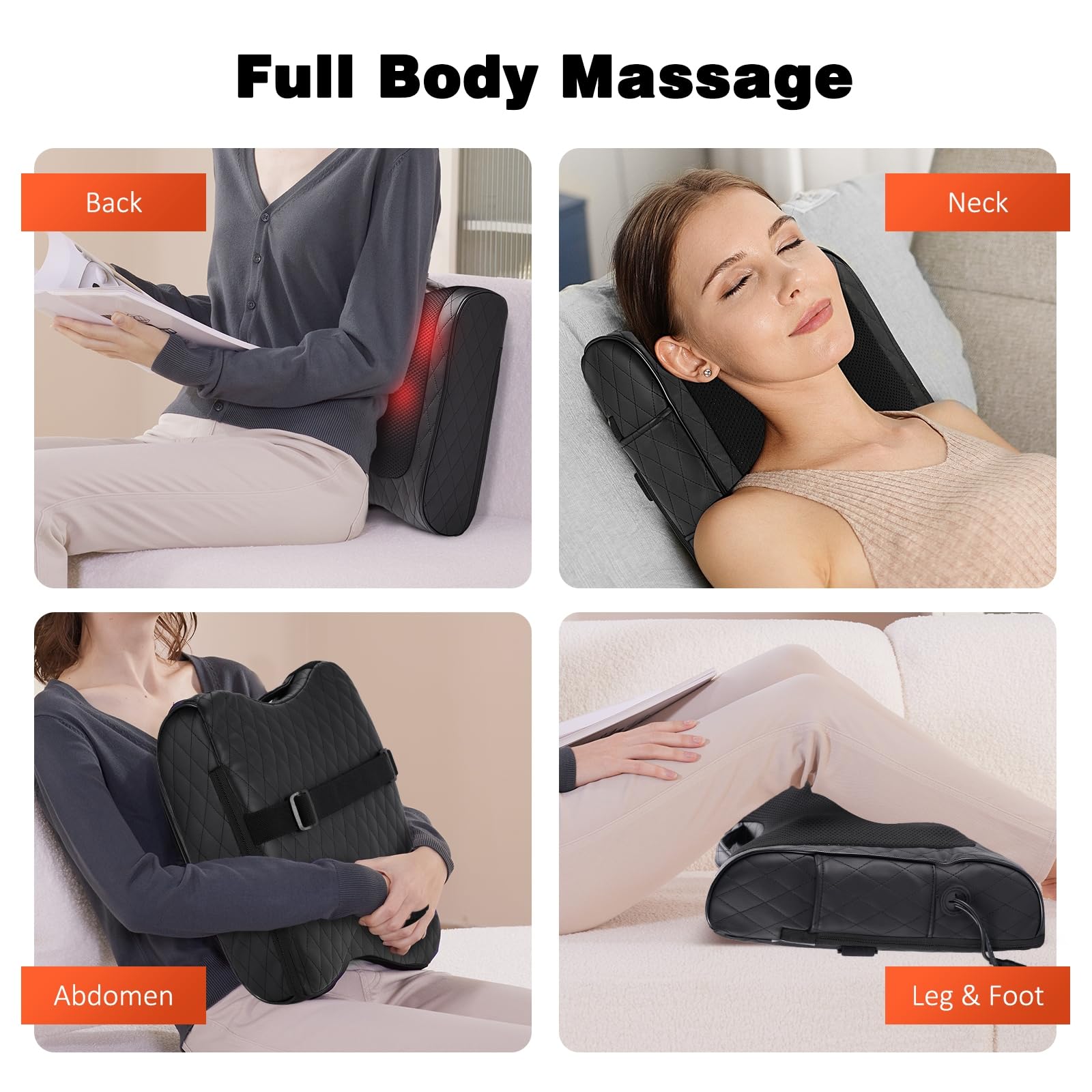 Boriwat - Almohada de masaje de espalda, masajeador eléctrico Shiatsu para aliviar el estrés