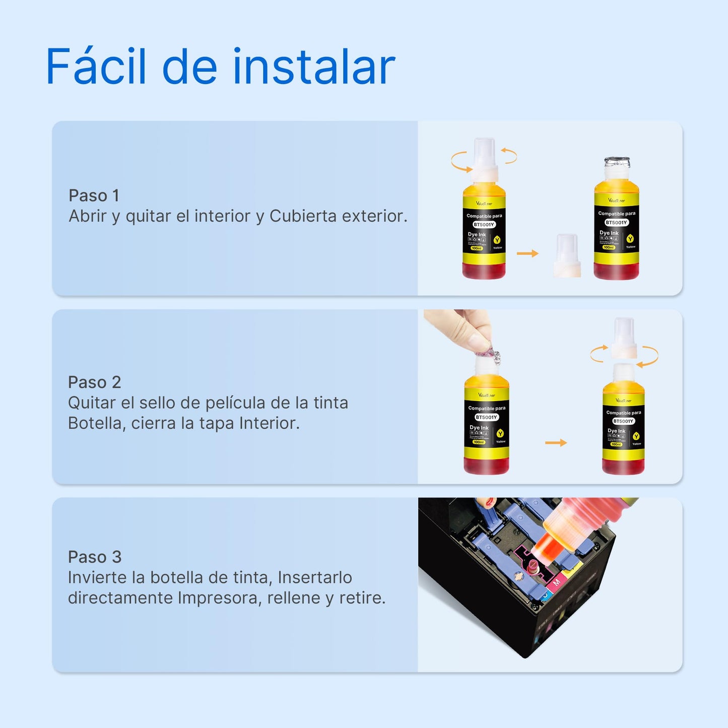 Kit de Tintas Valuetoner para Brother Negro Amarillo Magenta Cian Compatible con Impresora Nueva Versión (4 Unidades)