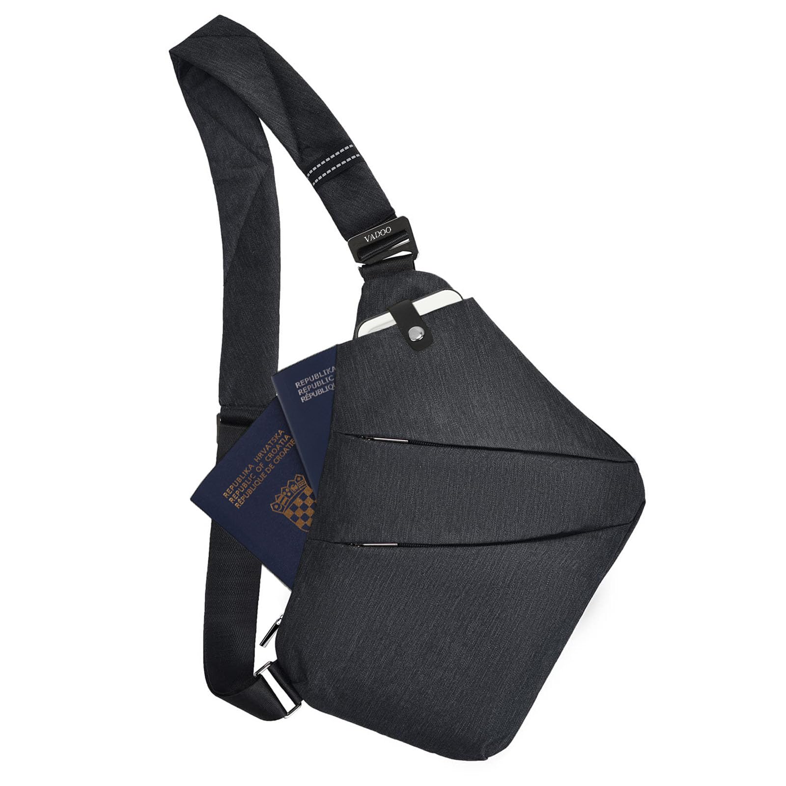 Bolsa flexible personal, antirrobo para viajes, deporte, ligera, bandolera, bandolera izquierda, para mujeres y hombres