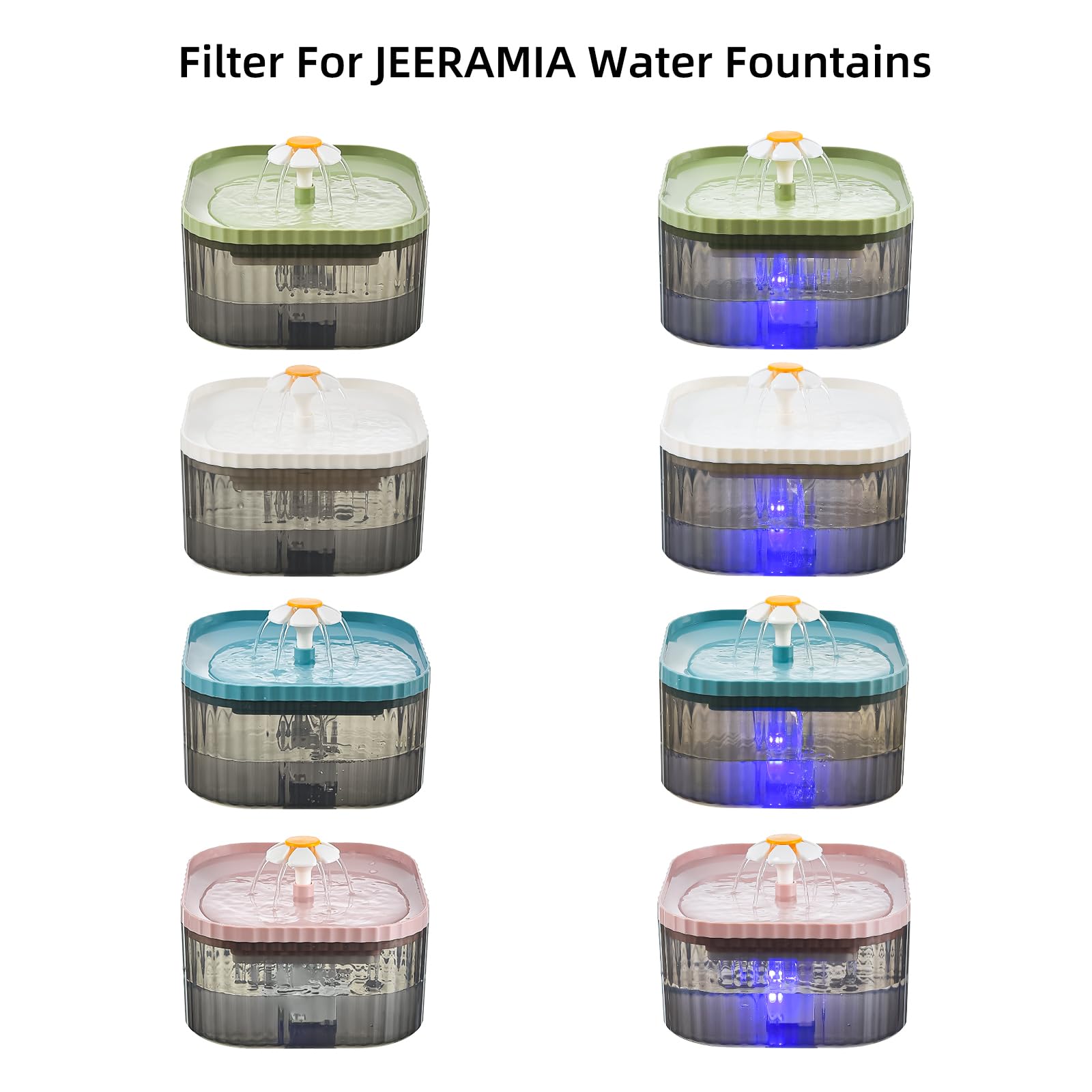 JEERAMIA - Filtros de repuesto para fuente de agua para gatos, 8 unidades