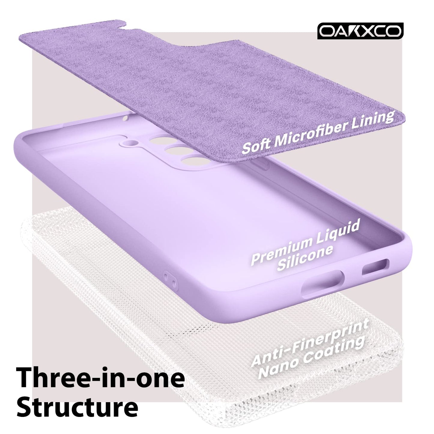 oakxco - Funda de silicona líquida para Samsung Galaxy S21 FE 5G, bonita funda delgada de goma suave TPU lisa para mujeres y niñas, mate sólido protector y a prueba de golpes, lila lavanda morado
