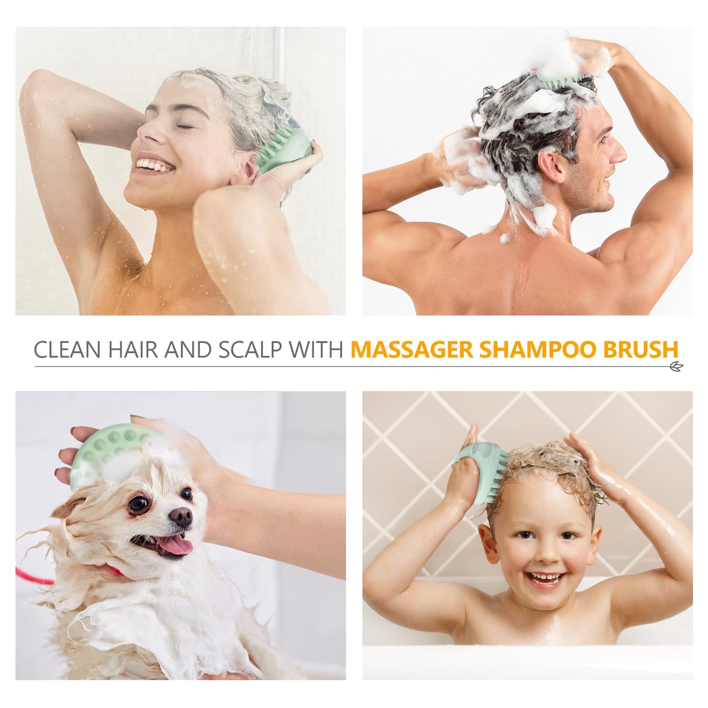 Sndyi Cepillo masajeador de cuero cabelludo, exfoliante de cuero cabelludo con cerdas de silicona suave, exfoliante de cuero cabelludo para eliminación de caspa, masajeador de cuero cabelludo para el crecimiento del cabello, cepillo de cabello seco húmedo