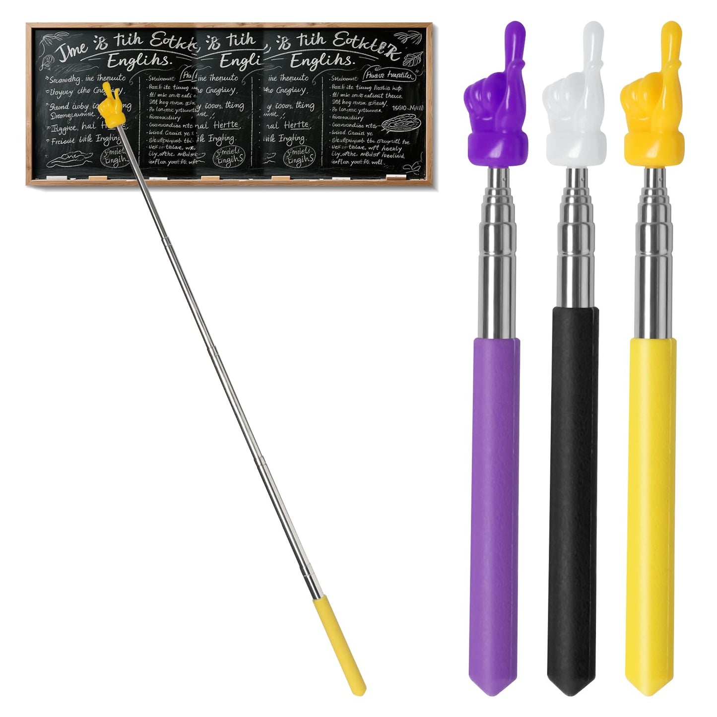YINGDIHUT Manita Señaladora Extensible - Lápices con Punta de Silicona en Forma de Victoria Puntero para Presentaciones con Diseño Antideslizante Longitud Ajustable 17-55cm