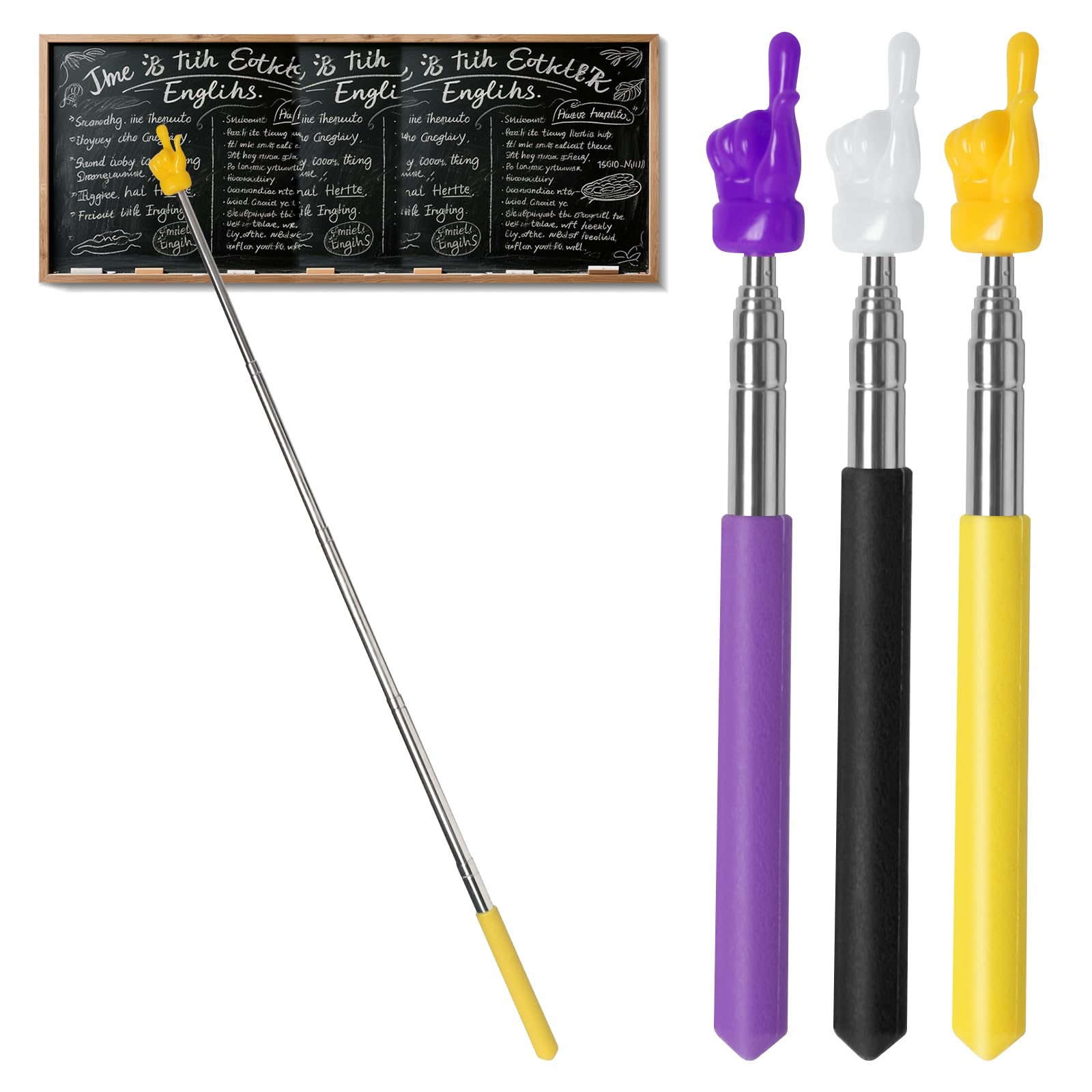 YINGDIHUT Manita Señaladora Extensible - Lápices con Punta de Silicona en Forma de Victoria Puntero para Presentaciones con Diseño Antideslizante Longitud Ajustable 17-55cm