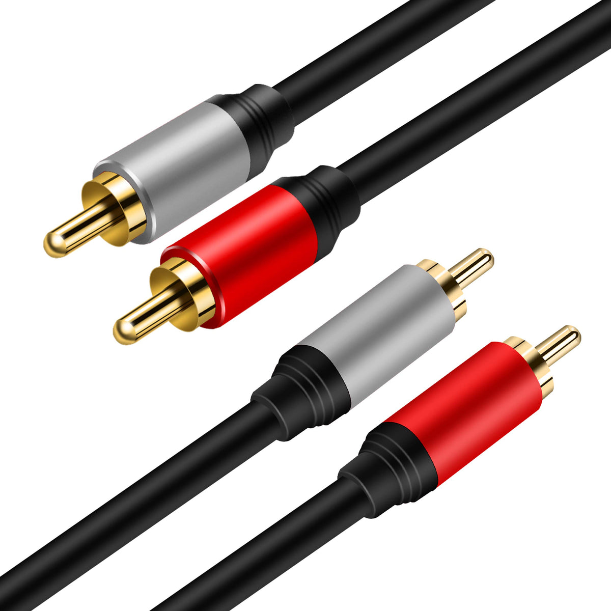 Cable de Audio Estéreo Tan QY Dorado 2RCA a 2RCA de 6 Pies para Cine en Casa y HDTV