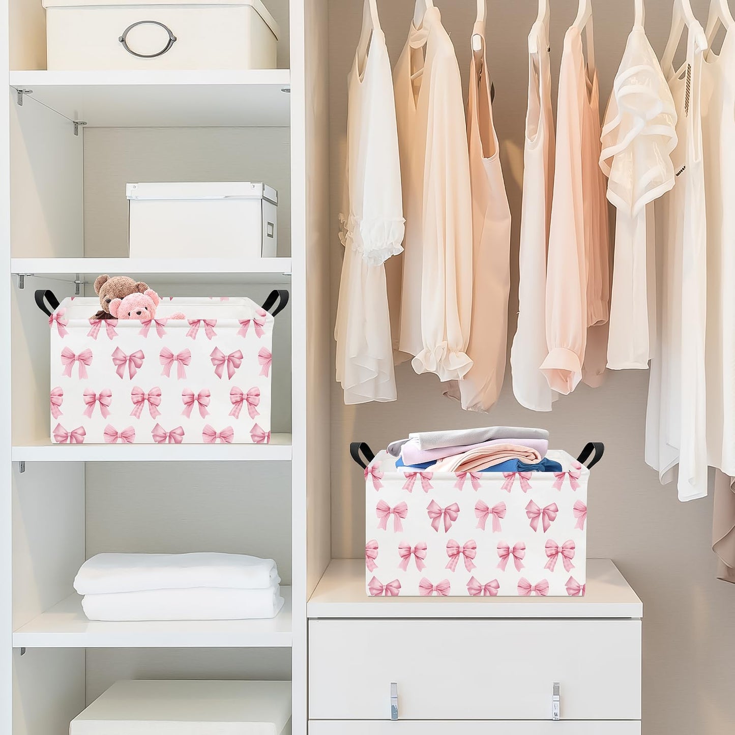 ONOEV - Cesta rectangular de lavandería para niños, cestas de almacenamiento impermeables para niñas, cesta de regalo rosa, adecuada para decoración del hogar, oficina y almacenamiento de juguetes