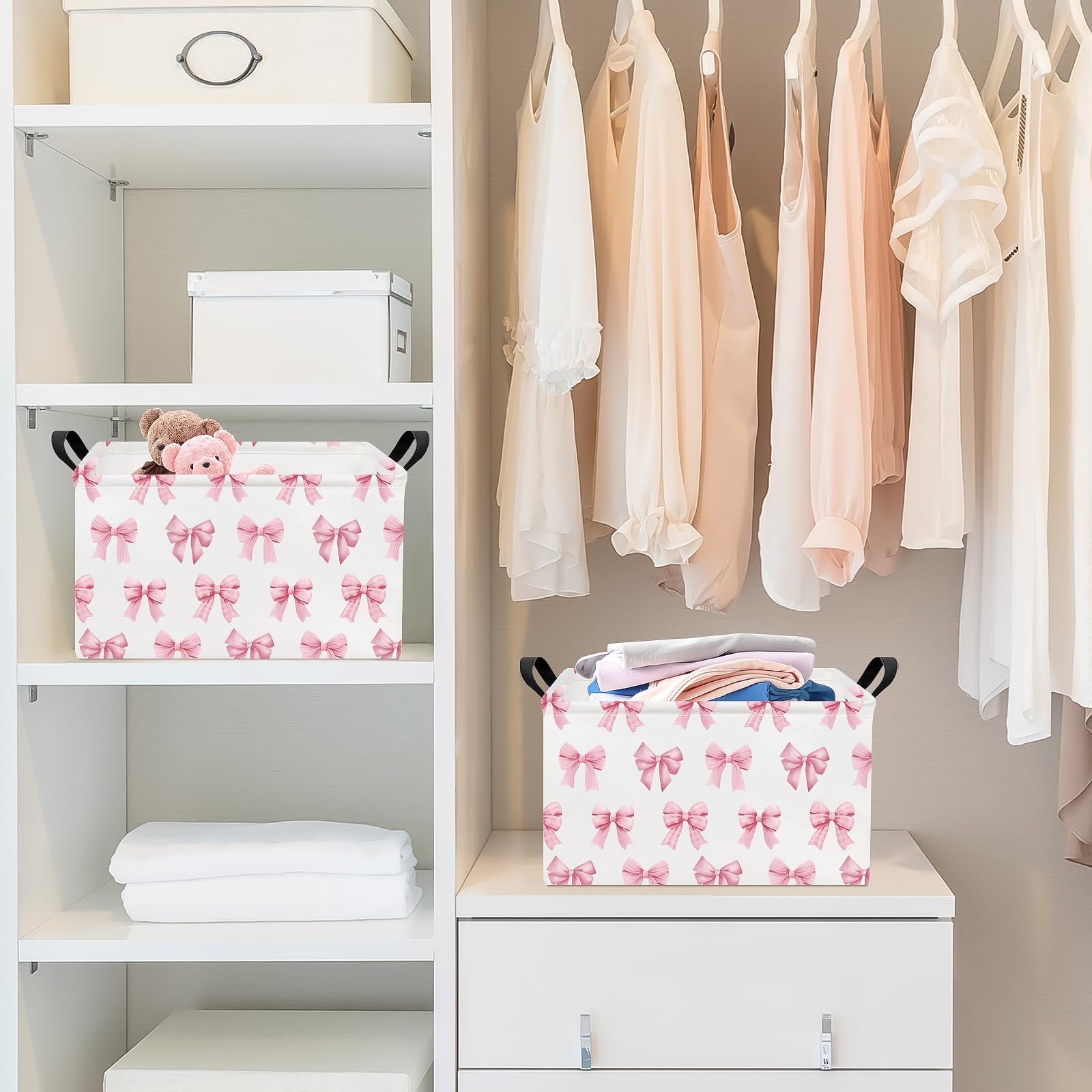 ONOEV - Cesta rectangular de lavandería para niños, cestas de almacenamiento impermeables para niñas, cesta de regalo rosa, adecuada para decoración del hogar, oficina y almacenamiento de juguetes