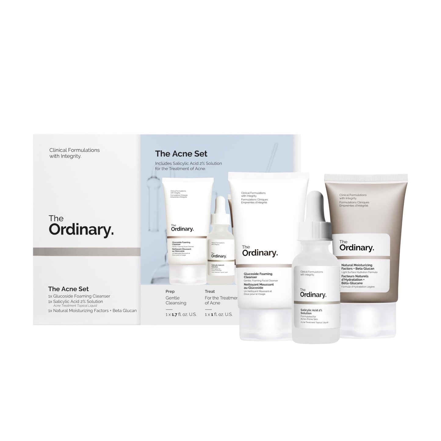 THE ORDINARY The Acne Set! Glucoside Foaming Cleanser + Salicylic Acid 2% + Natural Moisturizing Factors…