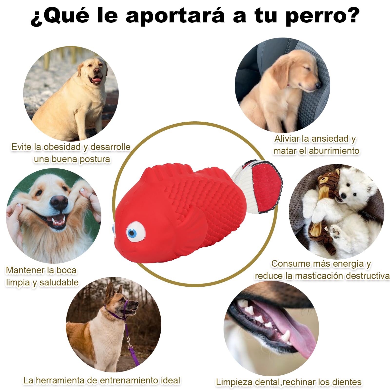 Juguete resistente para perros grandes para masticar duro, juguete para masticar perros, juguete de goma para perros de razas grandes, juguete de dentición duradero para perros medianos (pez payaso)