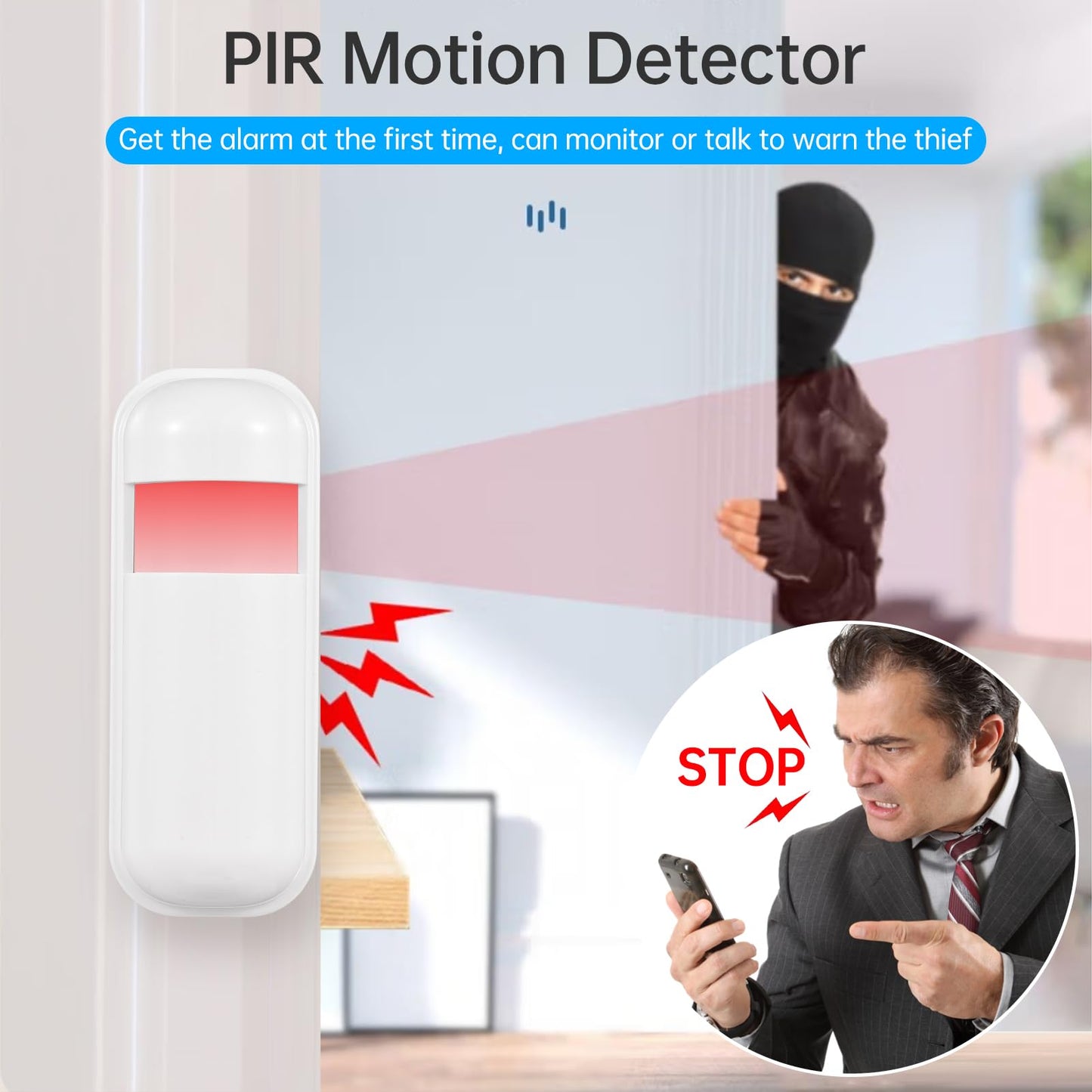 Feiniao Sistema de Alarma para Casa WiFi gsm Pantalla TFT de 2.4 Pulgadas, Kit de Sistema de Seguridad Hogar, Alarma Antirrobo Inalámbrico con Sensores de Puertas y Ventanas Sensor de Movimiento PIR