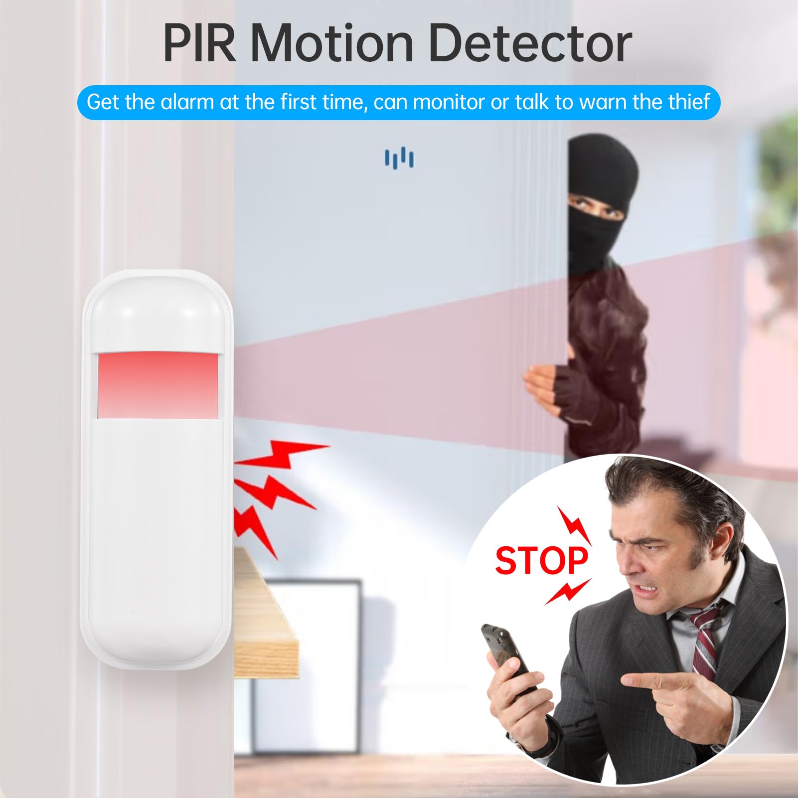 Feiniao Sistema de Alarma para Casa WiFi gsm Pantalla TFT de 2.4 Pulgadas, Kit de Sistema de Seguridad Hogar, Alarma Antirrobo Inalámbrico con Sensores de Puertas y Ventanas Sensor de Movimiento PIR