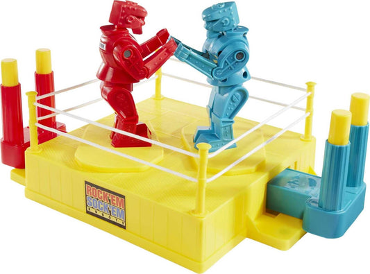 Juego de Robots Mattel Rock 'Em Sock Em Azul con Anillo de Boxeo