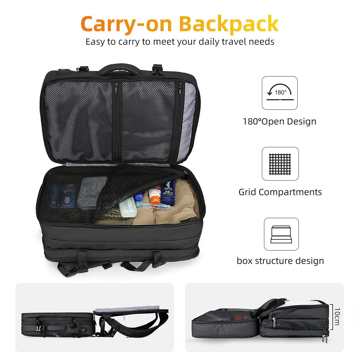 Mochila para Portátil Mark Ryden Negra con Cargador USB e Impermeable para Hombre y Mujer