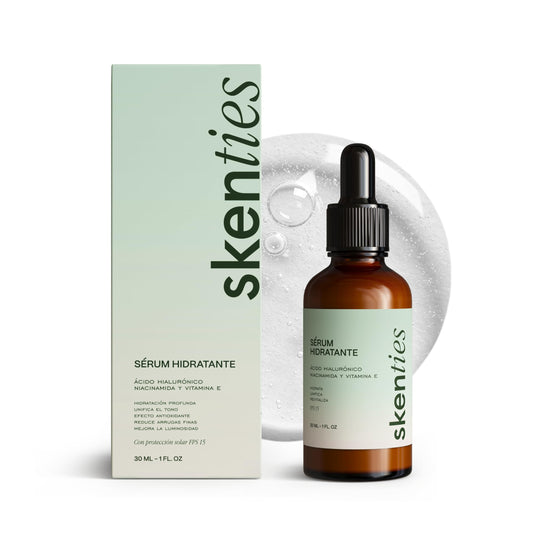 Skenties Sérum Hidratante con Ácido Hialurónico, Niacinamida y Vitamina E - Controla Grasa, Reduce Poros e Imperfecciones - FPS 15 - Hidratación Profunda - 30 ml