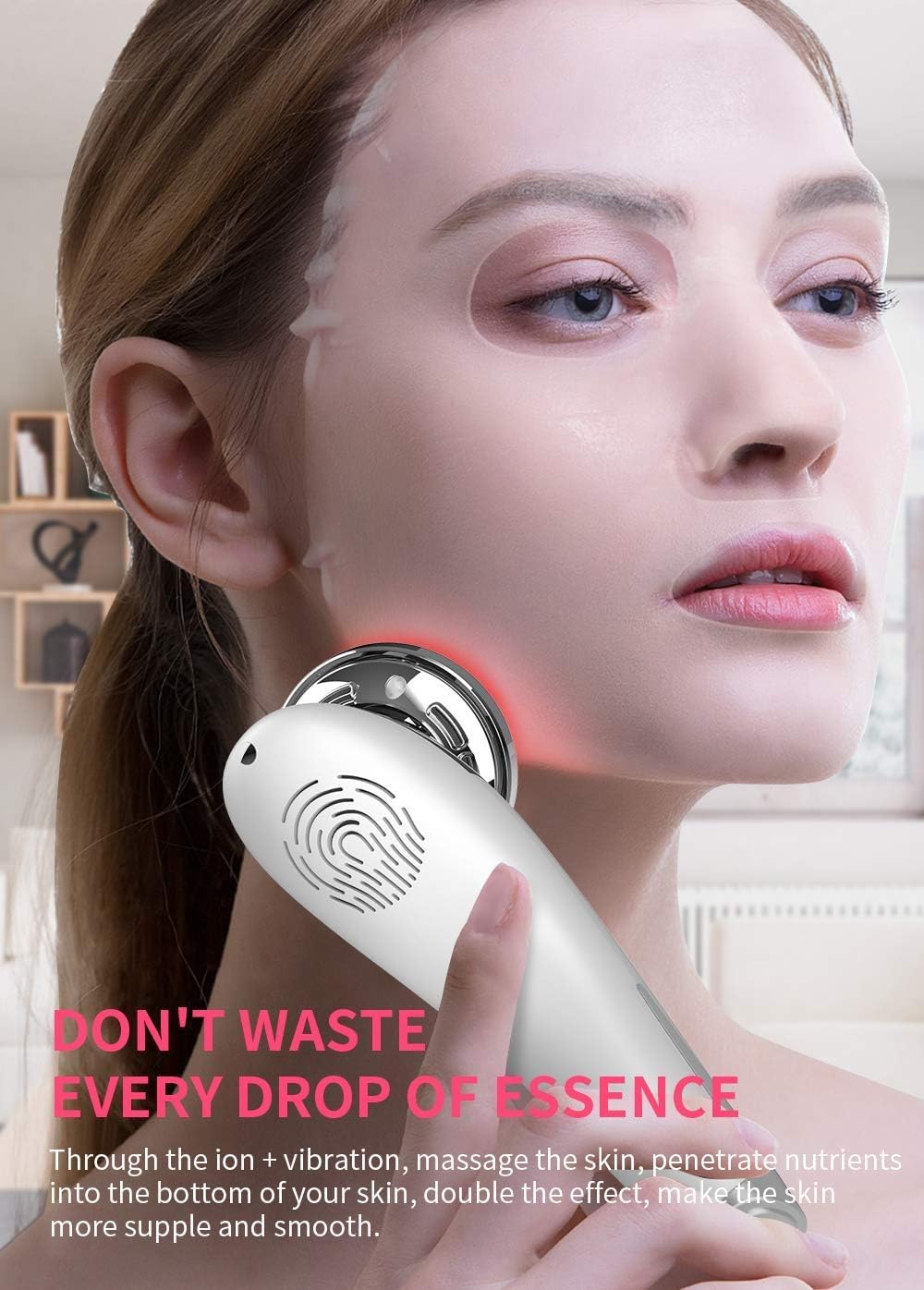 Mini Máquina HIFU, Masajeador Facial para Antiarrugas y Reafirmante, 5 EN1 Pro Maquina Estetica Antienvejecimiento, Dispositivo Ultrasónico EMS por Radiofrecuencia, Anti Envejecimiento, Cuidado Facial con Frío Calor Roja y Azul (Blanco)