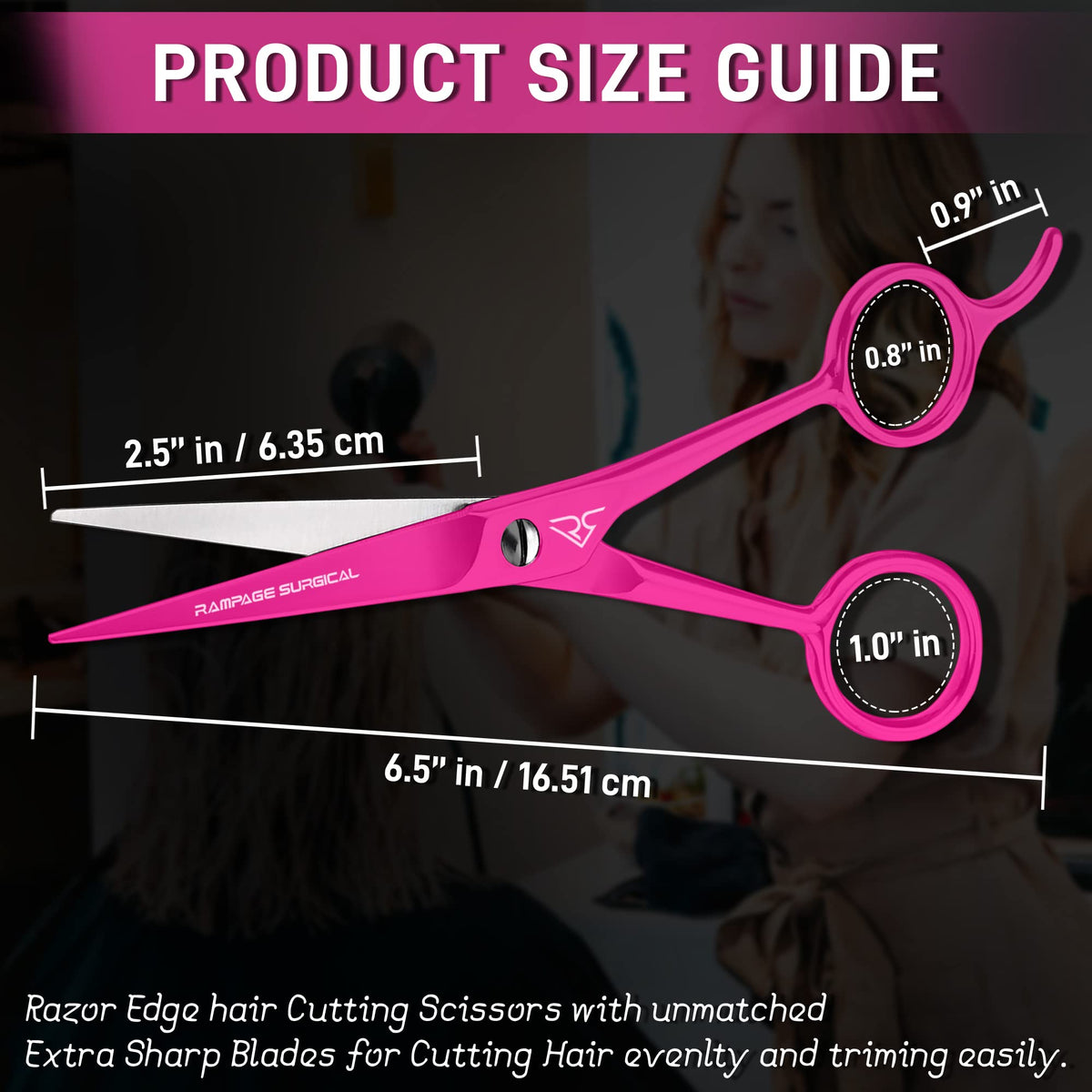 B-4 Tijeras profesionales de peluquería acero inoxidable, #16.5 cm,?«rosas»