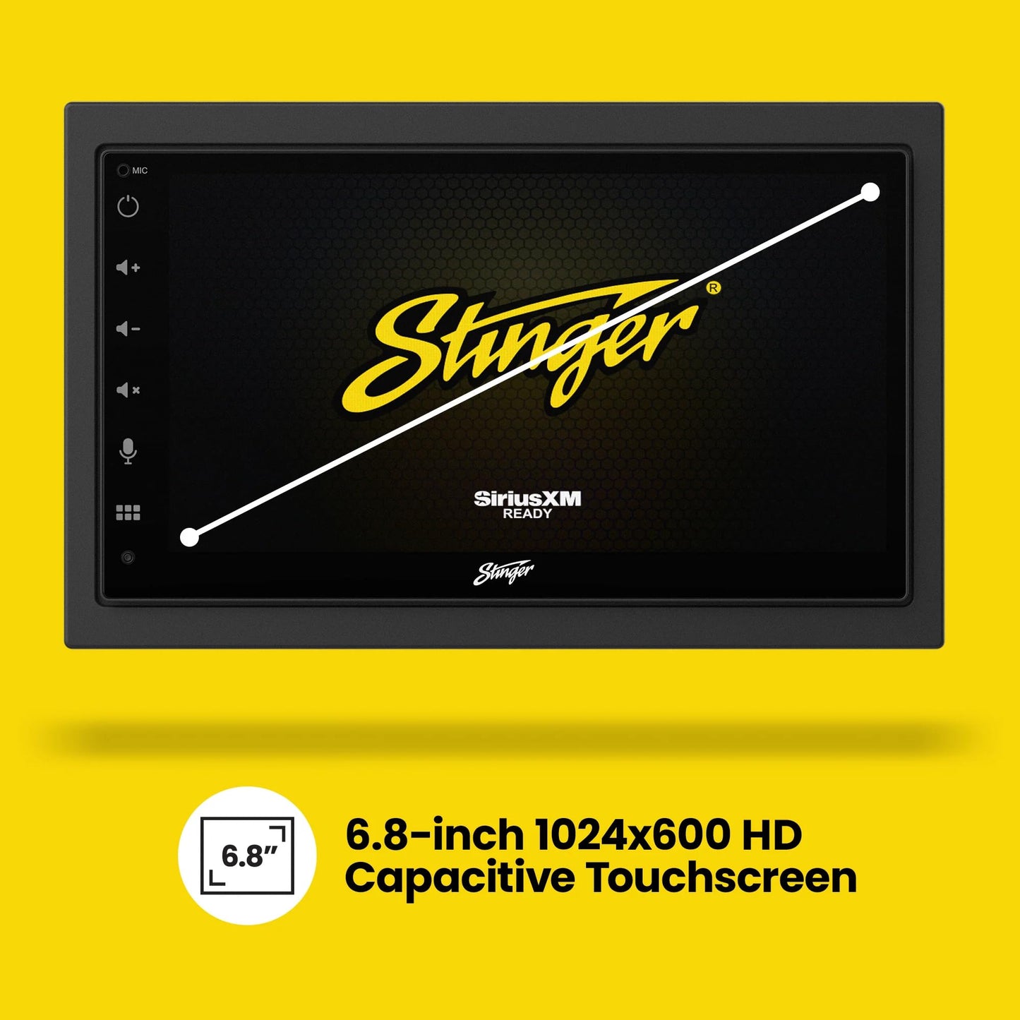 Radio para automóvil Stinger Double DIN con Pantalla táctil HD de 6.8”, Compatible con JK 2007-2018.