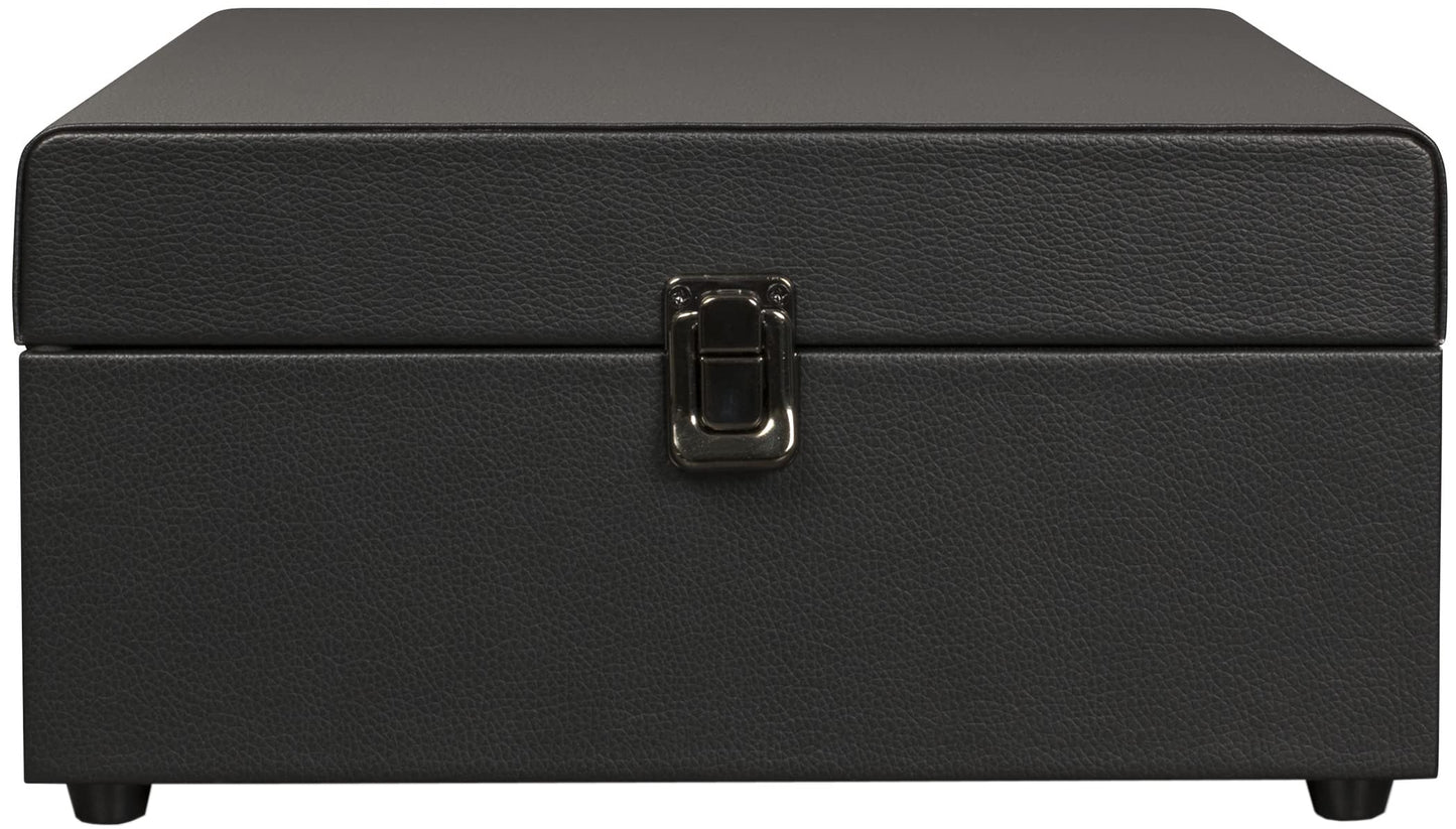 Crosley CR8017B-BK Voyager - Tocadiscos de Vinilo portátil clásico con Entrada y Salida Bluetooth y Altavoces Integrados, Color Negro