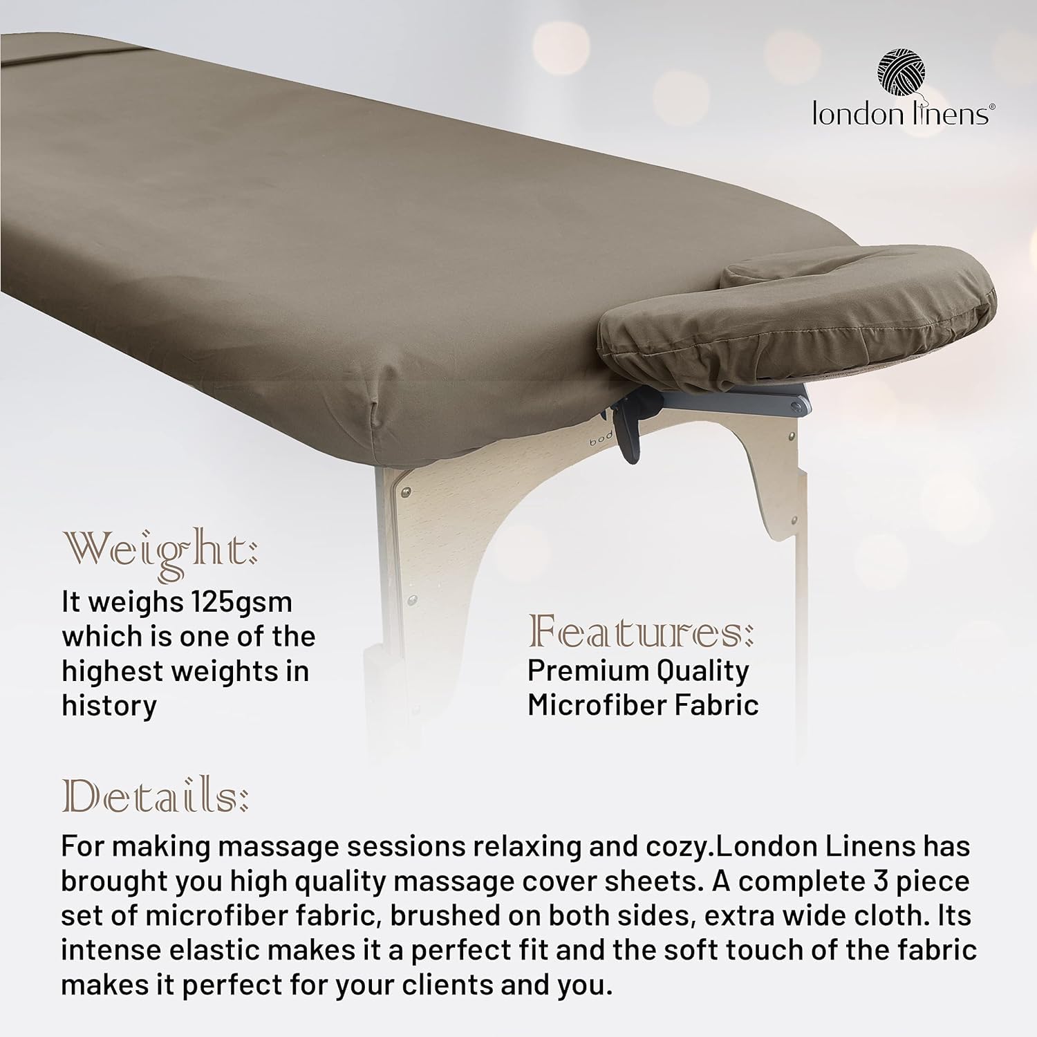 LONDON LINENS - Juego de 2 sábanas de microfibra suave para mesa de masaje, juego de 3 piezas, incluye funda de mesa de masaje, sábana bajera de masaje y funda de reposamanos de masaje (nogal)