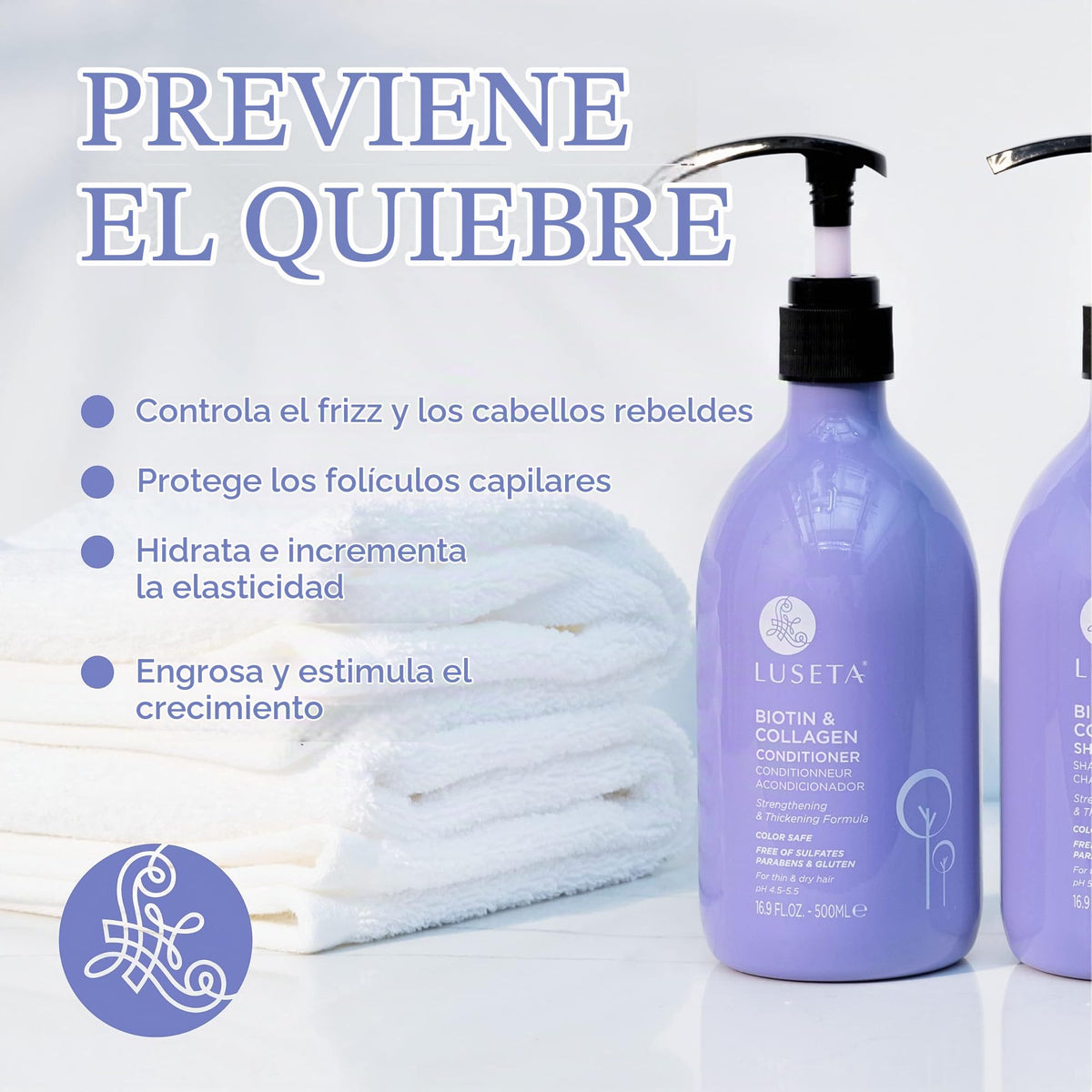Shampoo Luseta Biotin Collagen Engrosador para Crecimiento Rápido del Cabello y Pérdida con Aceite de Argán, Sin Sulfatos