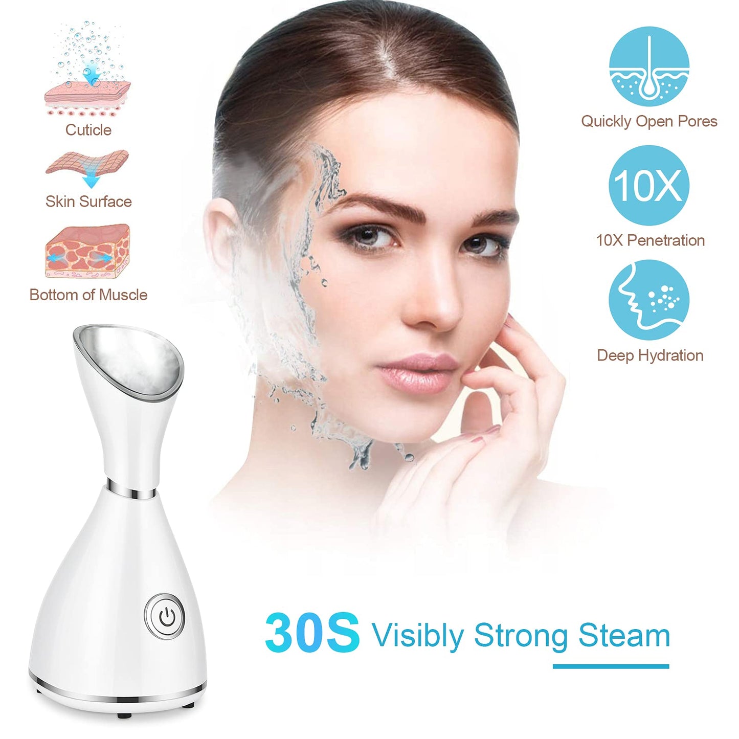 Seneryla - Vaporizador facial para cara, vaporizador facial para limpieza profunda facial, set de nano misterio para senos paranasales, desobstruye los poros, spa en casa, cuidado de la piel