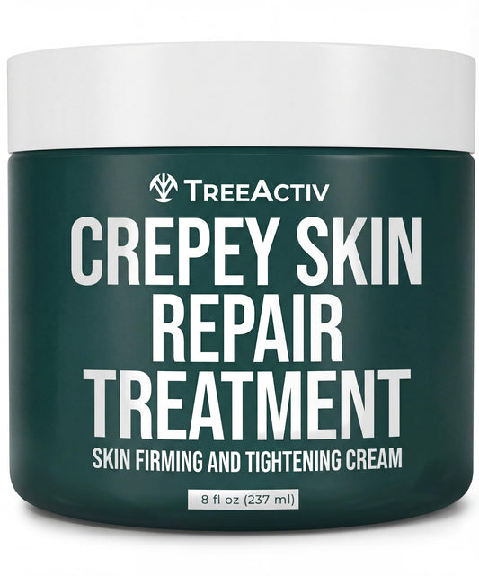TreeActiv Crepey Skin Repair Treatment | Anti-Aging | Anti-Wrinkle | Organic Ingredients for Face, Neck, Chest, Legs & Arms | Hyaluronic Acid, Alpha Hydroxy Fruit Acids, Honey, Shea, Castor
