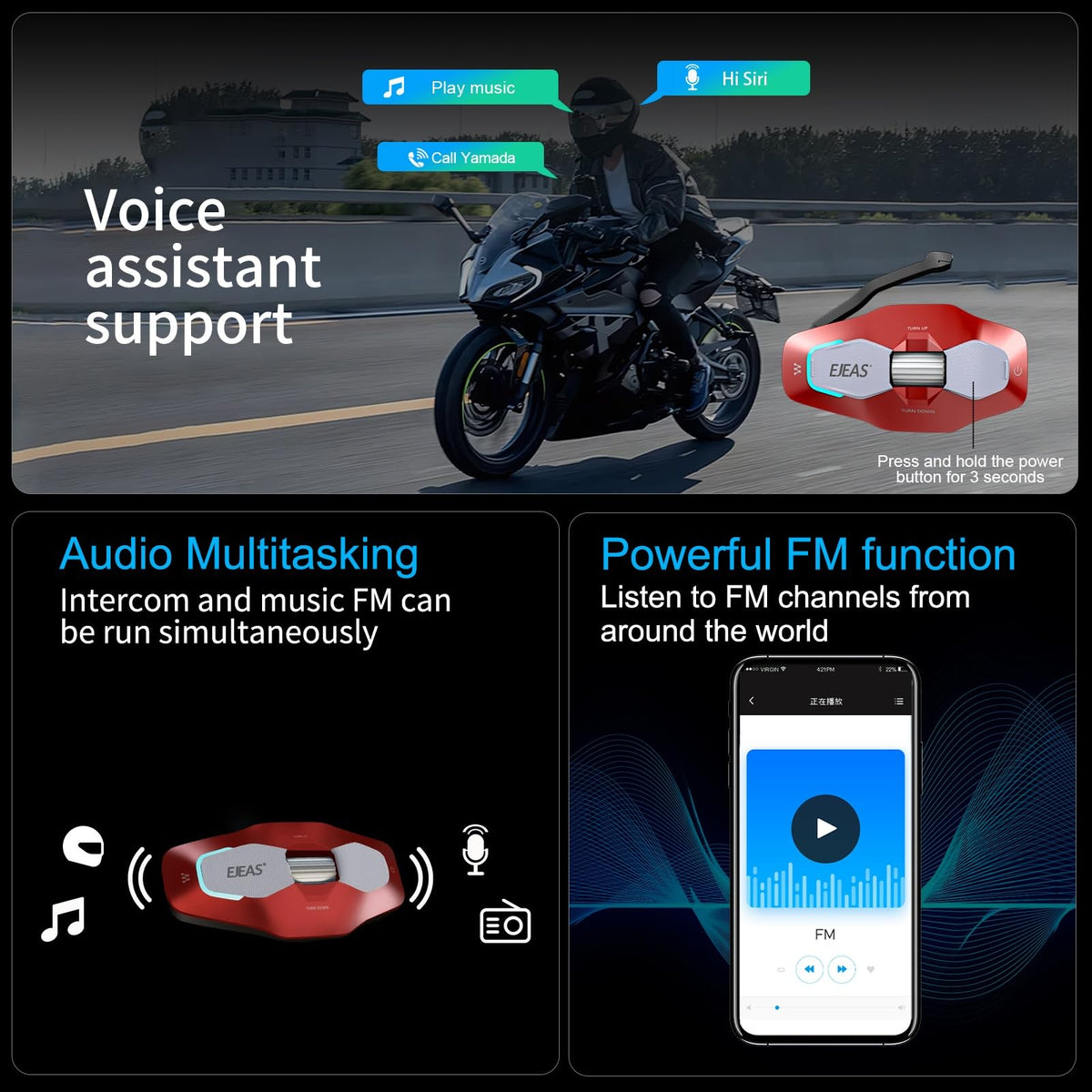 Casco de Motocicleta SolaMr Rojo con Bluetooth y Sistema de Comunicación de Malla Integrado
