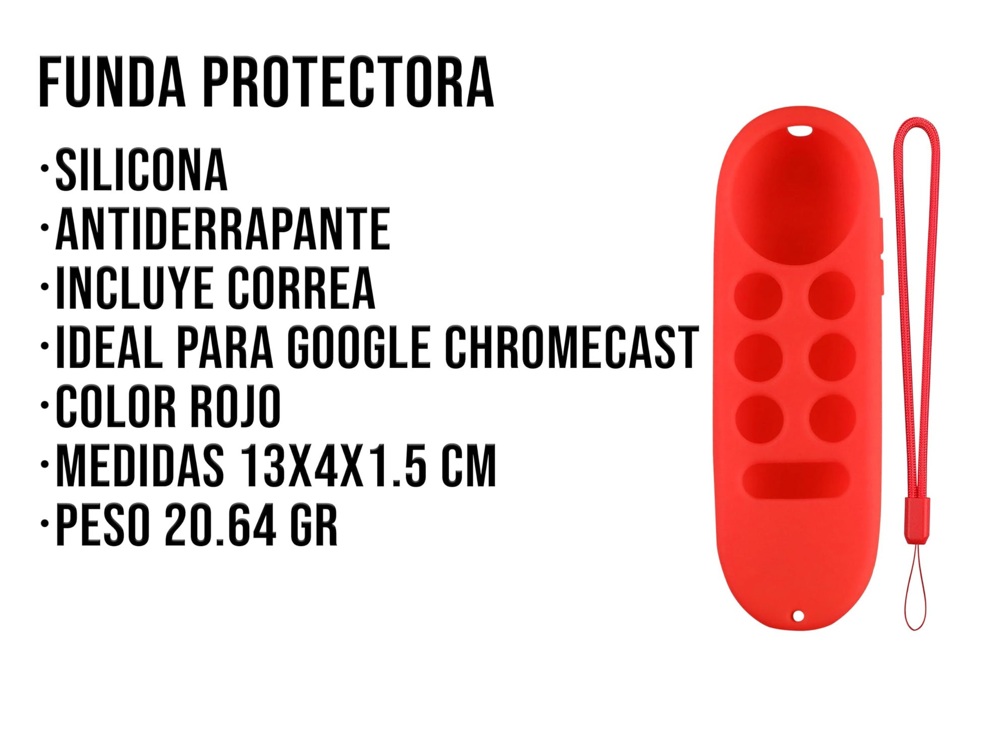 CONTROL EXPERT Funda para Control Google Chromecast TV Case, Protector, Silicon (Rojo)
