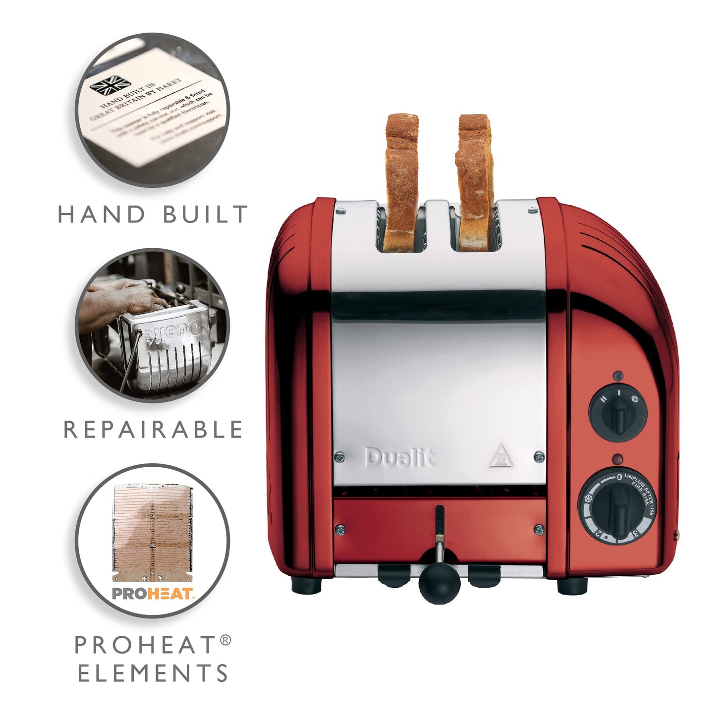 Dualit 2 Slice Classic Toaster, Apple Candy Red