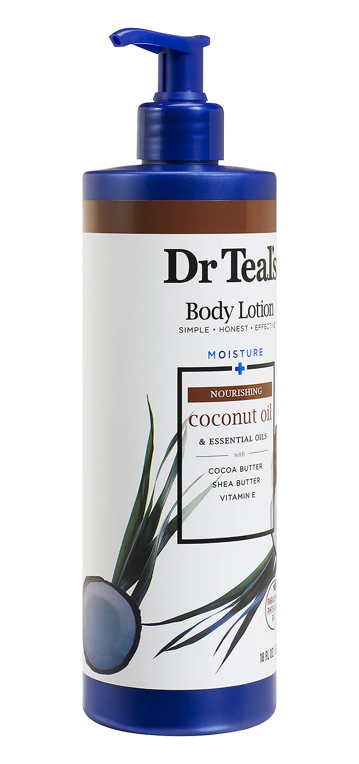 Dr Teal's Body Lotion - Moisture Plus - Coconut Oil & Essential Oils, 18 Fl Oz 2-Pack (36 Fl Oz)