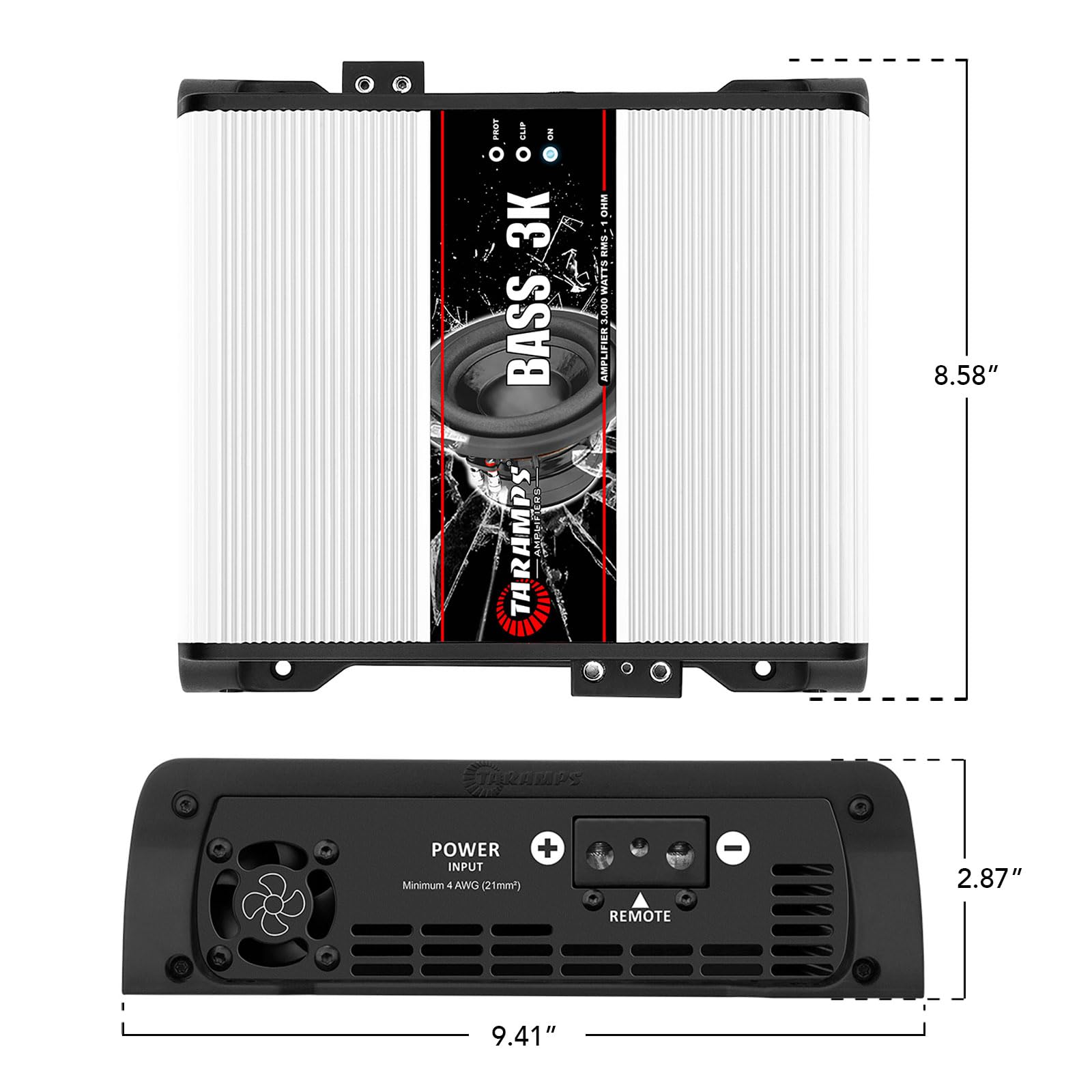 Amplificador Monofónico Taramps Blanco 3000 Vatios Clase D 1 Ohmio Monobloque