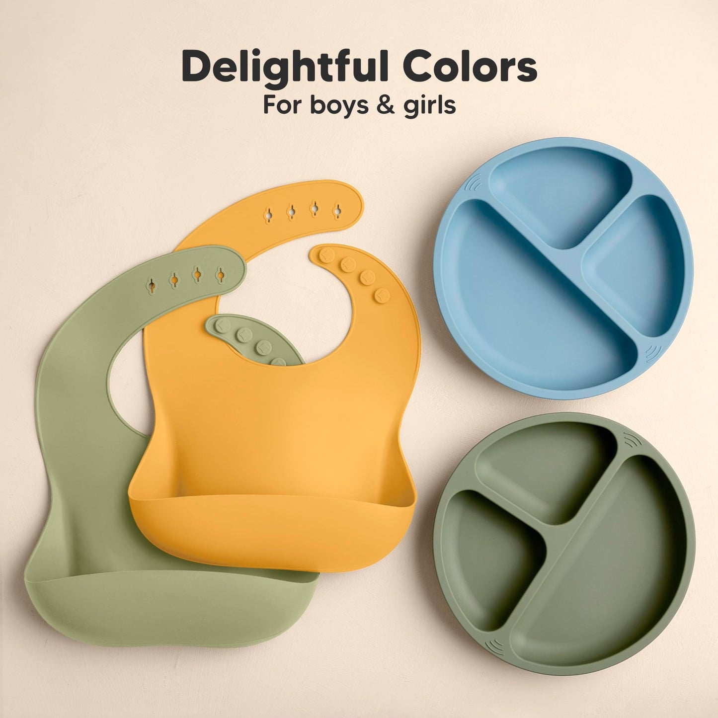KeaBabies - Paquete de 2 baberos de silicona para bebés, baberos de silicona para comer, baberos de silicona pura de grado alimenticio, baberos para niños pequeños, baberos impermeables, baberos de