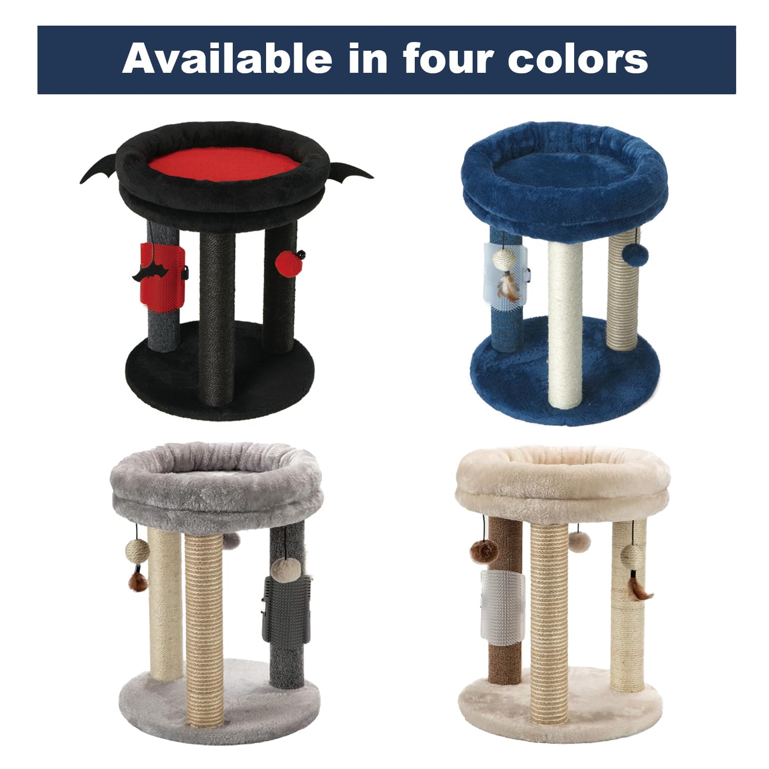 Árbol Rascador MECOOL Azul con Cama Suave y Juguetes para Gatos y Gatitos de Interior