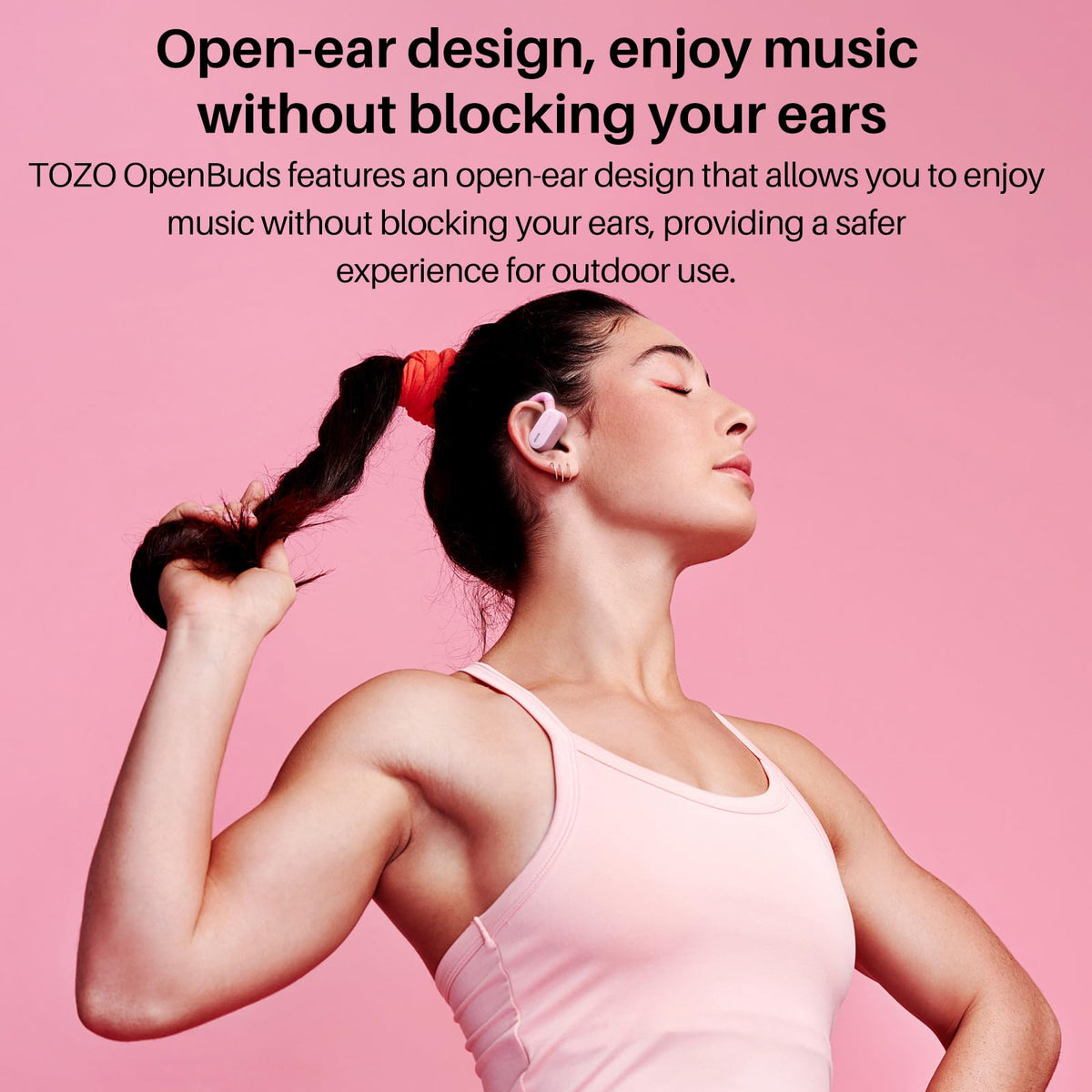 Auriculares Inalámbricos TOZO O2 Rosa con Ajuste Multiángulo y Diseño de Doble Eje para Comodidad Duradera