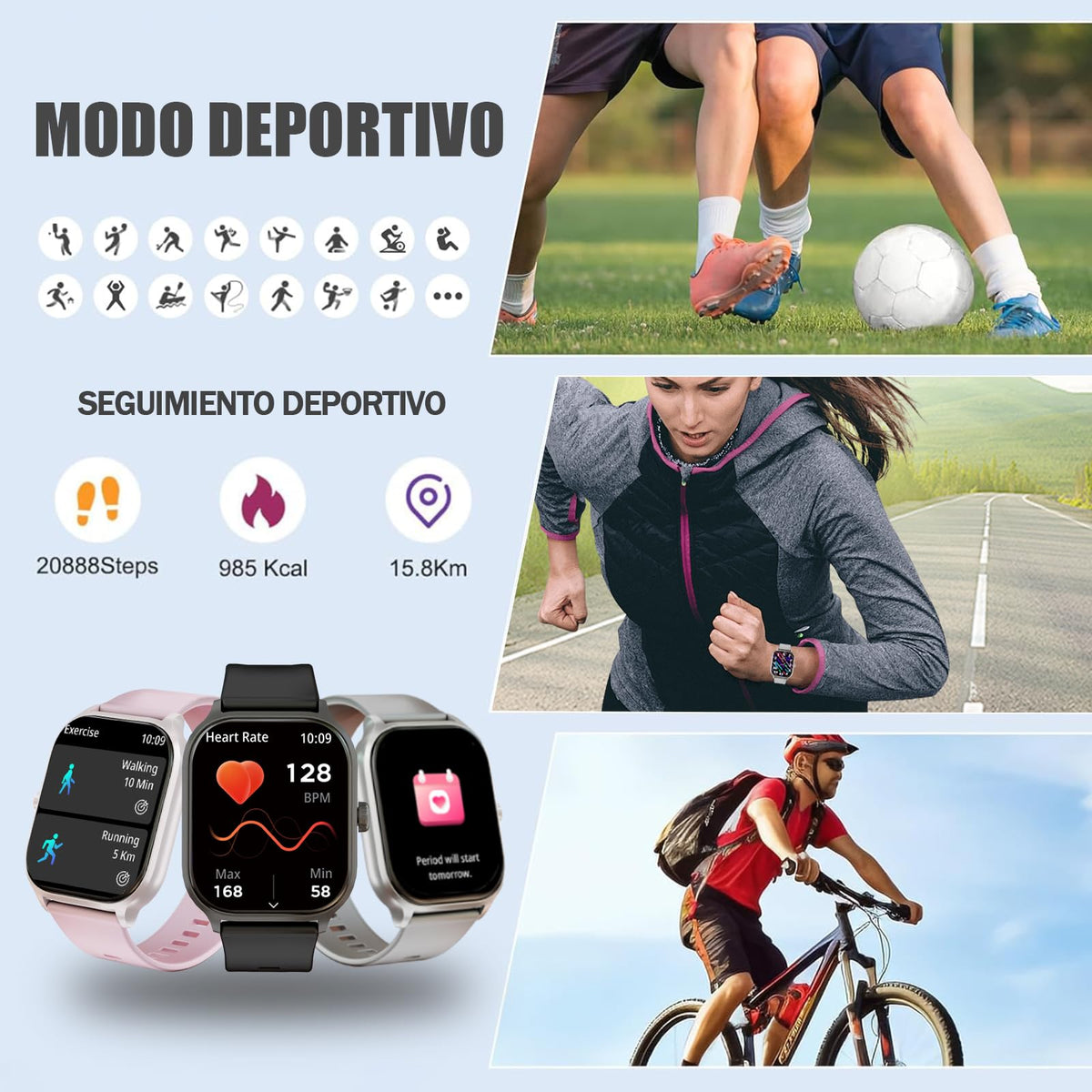 Reloj Inteligente IPOIUIYP Bluetooth 2.01 Pulgadas IP68 Deportivo para Mujer