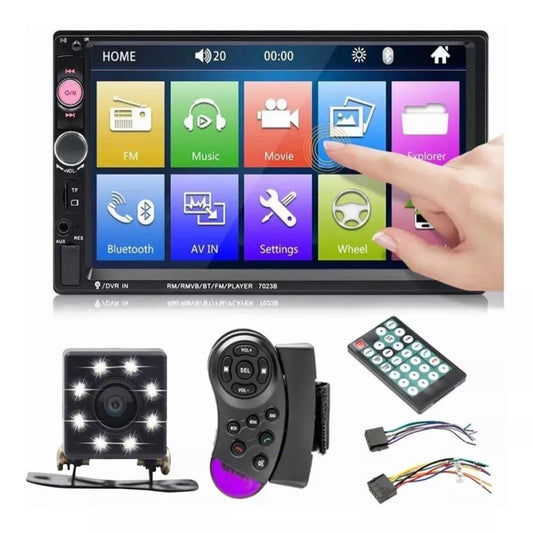 HIMICAR Autoestéreo 2DIN con CarPlay y Android Auto, Pantalla Táctil 7", Bluetooth, Cámara Reversa, USB/AUX/TF, Compatible con Nissan Chevrolet VW Ford