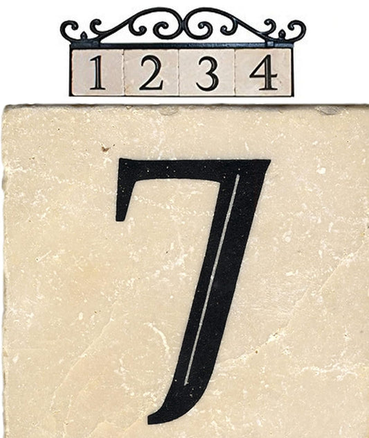 NACH AZ-CLASSIC House Address Number Tiles - #7, Marble/Beige, 4 x 4"