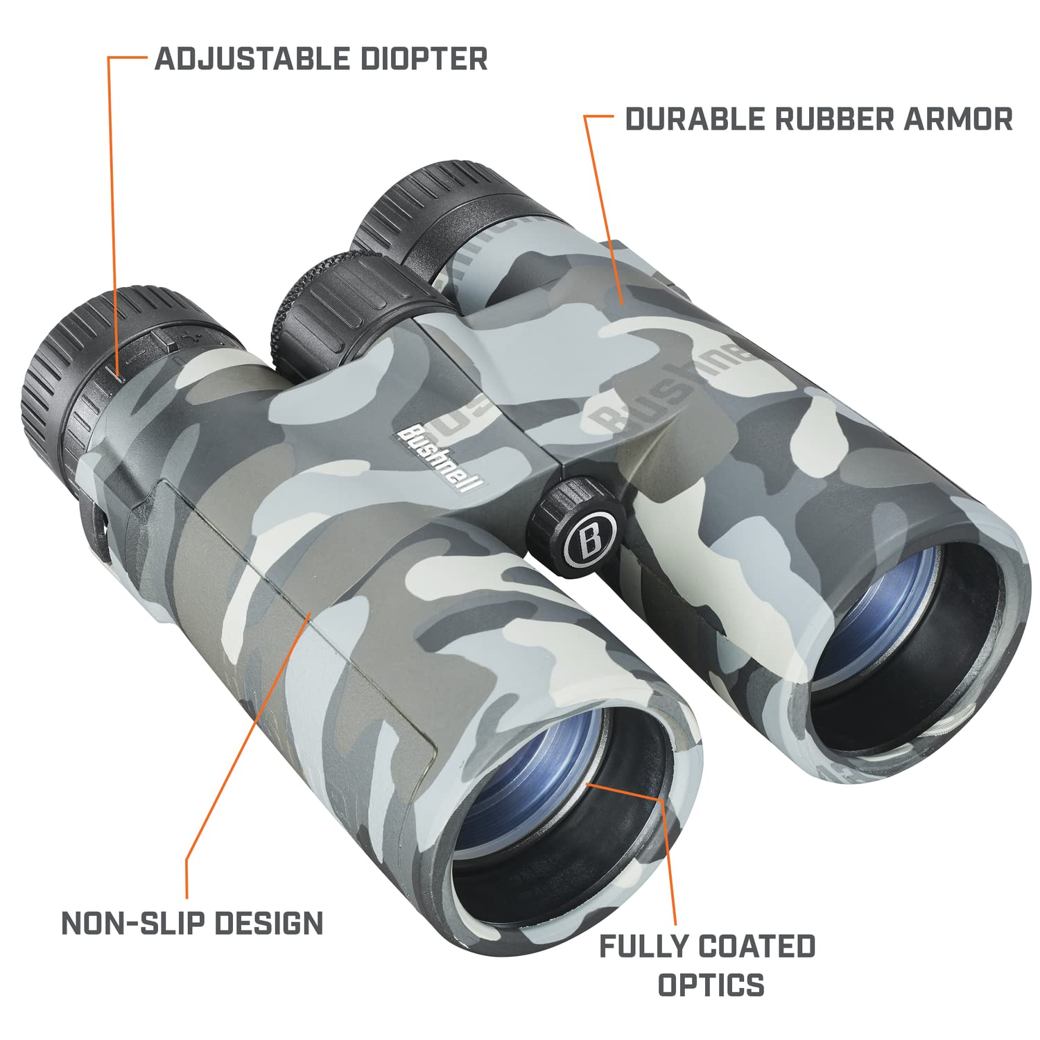 Bushnell - Prismáticos opacos de Camuflaje de 10 x 42 Pulgadas para Adultos, prismáticos para Caza, observación de Aves, navegación