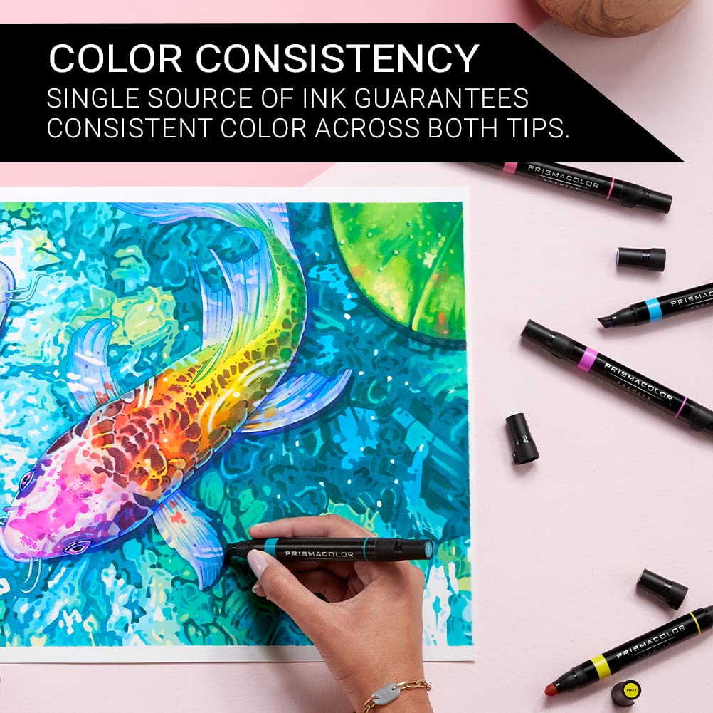 Prismacolor Premier - Marcadores artísticos de doble extremo, punta de cincel y punta fina, colores hiper brillantes, color adulto, 12 unidades