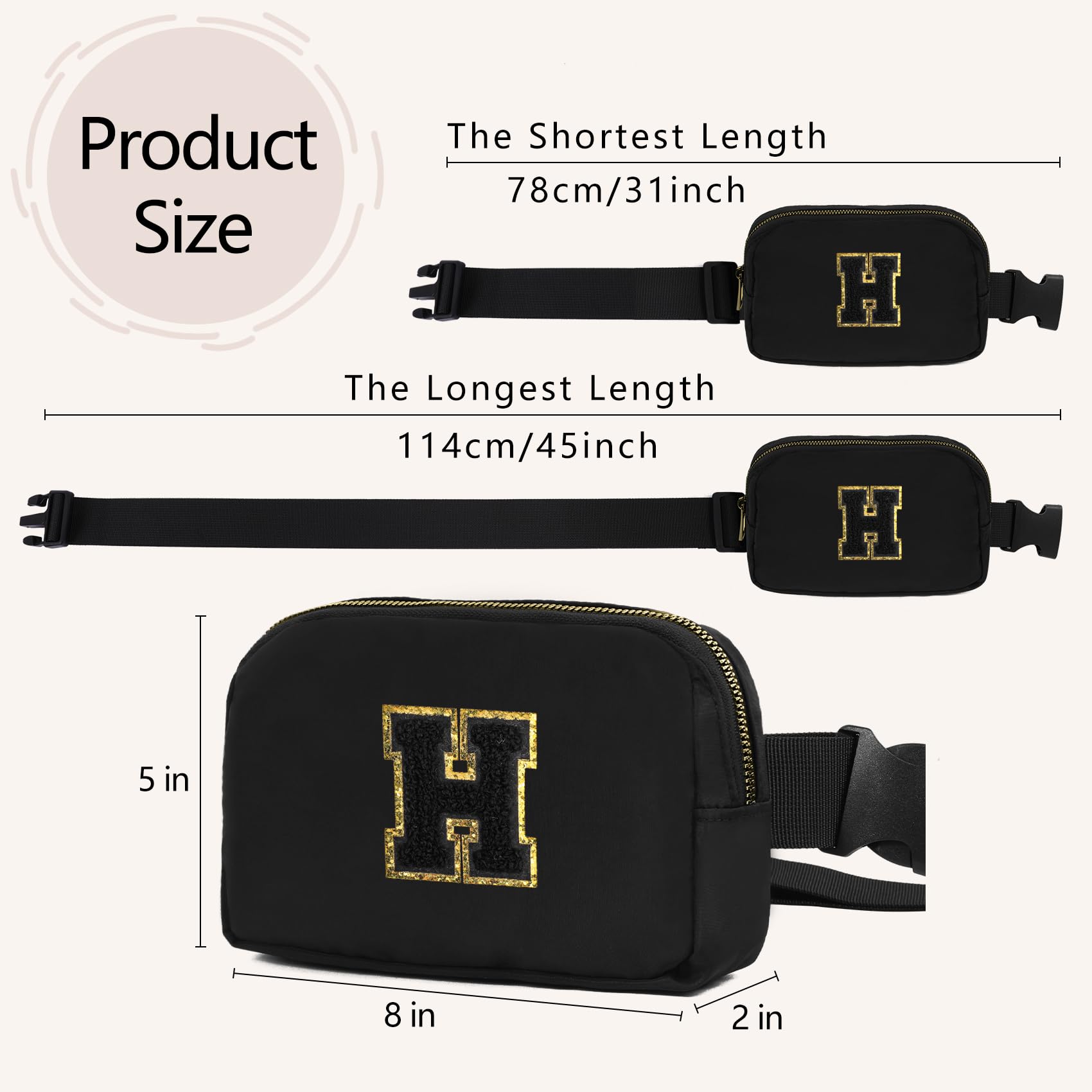 Regalo Personalizado Letra H Negra Mini Paquete para Niñas y Adolescentes