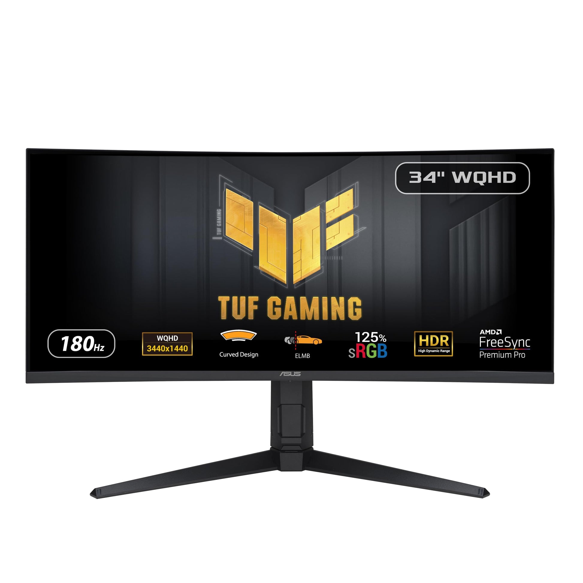 ASUS Monitor Gamer Curvo TUF Gaming VG34VQL3A, 34 Pulgadas, WQHD (3440 x 1440), 180Hz, 1500R, Extreme Low Motion Blur, Freesync Premium Pro, 1ms (GTG),125% sRGB, DisplayHDR 400