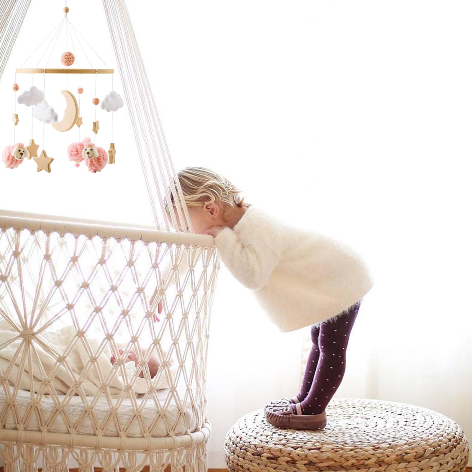 Ikubigu - Móvil para cuna, Montessori para cuna de bebé para niños y niñas, Móvil de bebé para moisés, decoración de cuarto de bebé para colgar recámara infantil, juguetes para calmar – Regalo neutro