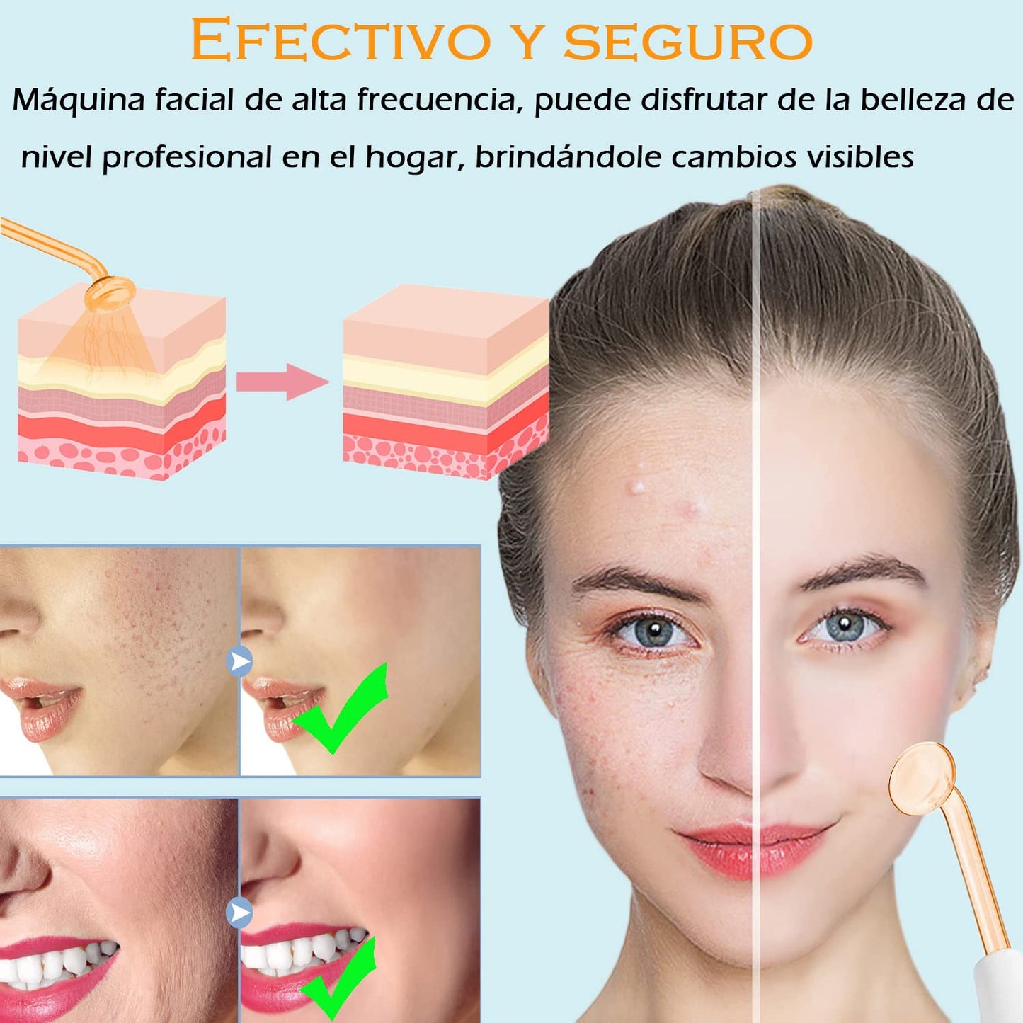 Máquina Facial De Alta Frecuencia,Equipo De Alta Frecuencia Para La Piel,máquina Portátil De Mano De Alta Frecuencia Para La Piel Facial Con 4 Tubos Diferentes