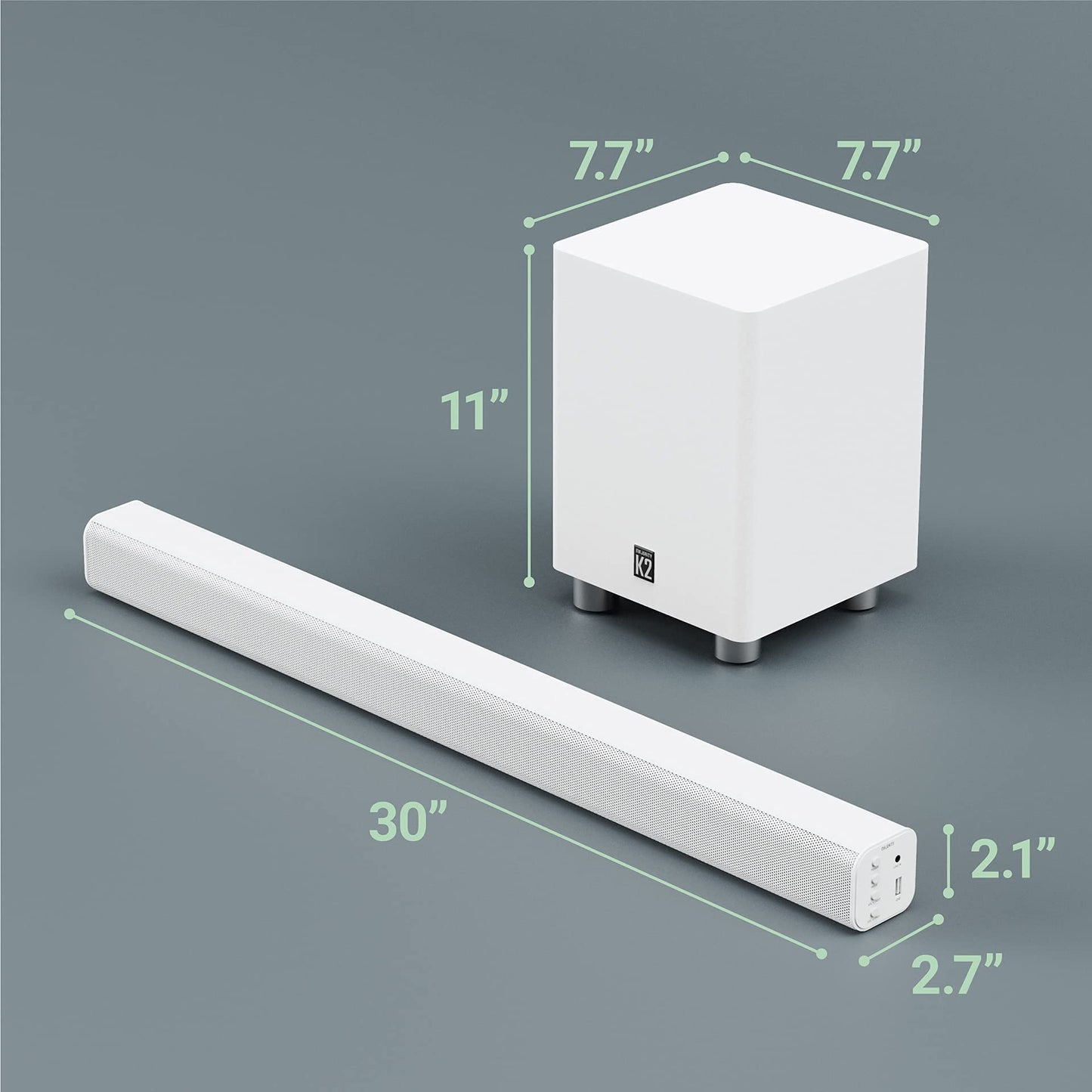Majority K2 - Barra de sonido con subwoofer | 150 W potente barra de sonido estéreo de 2.1 canales para TV | Sonido envolvente 3D de cine en casa I HDMI ARC, Bluetooth, conexión óptica y RCA I USB y