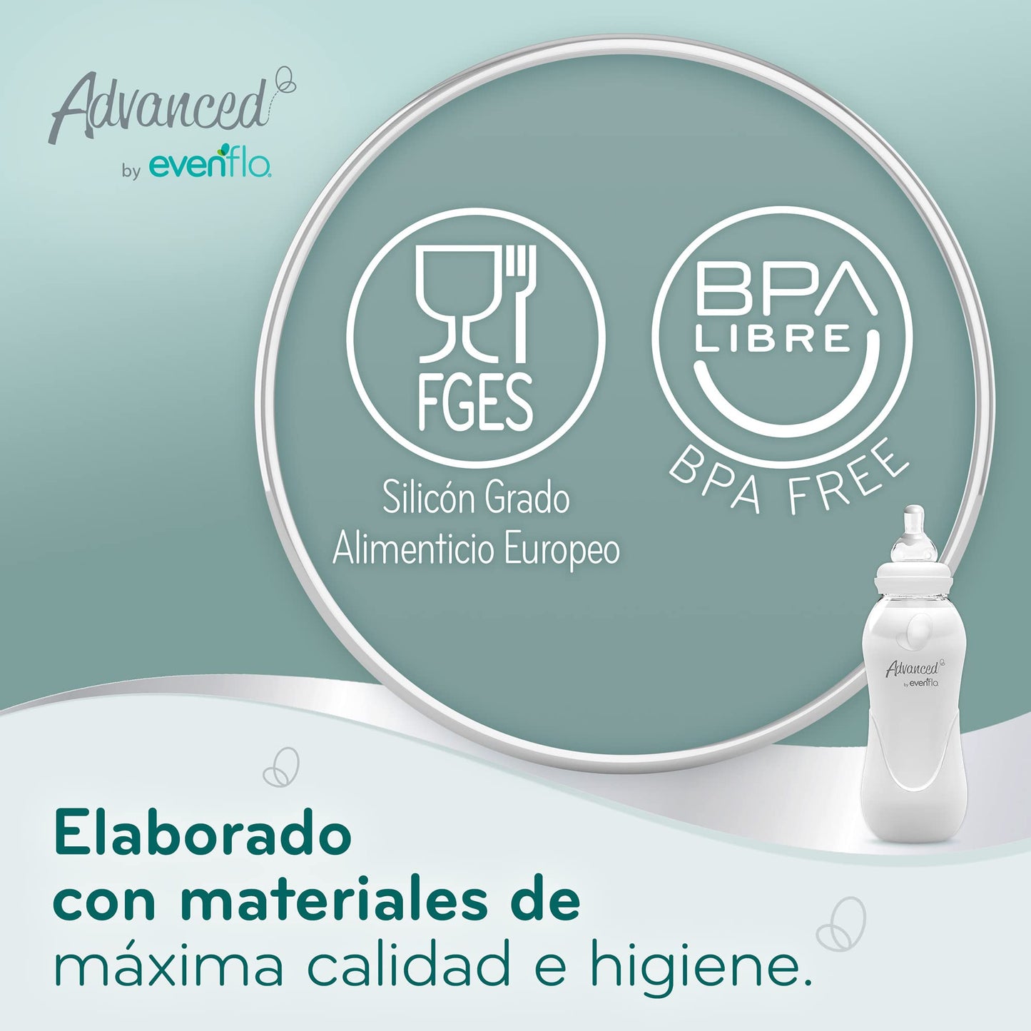 Advanced by Evenflo, Biberón Anticólicos Cuello Estándar, Niño, Color Azul, Flujo Medio, 8oz/240ml, 1 pieza, MEX.