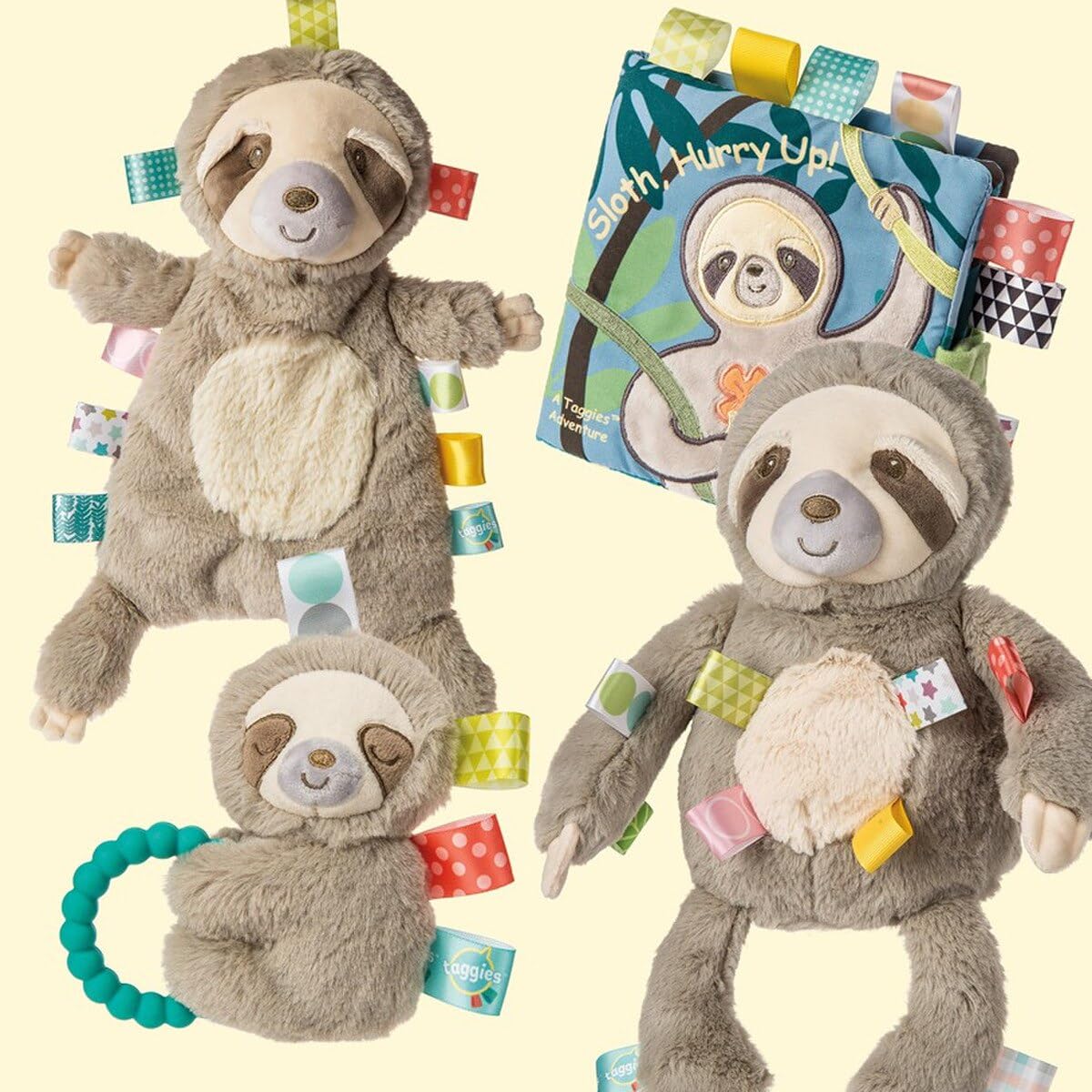 Libro de Tela Suave Taggies Touch & Feel Melaza Perezoso con Papel Arrugado y Chirriador