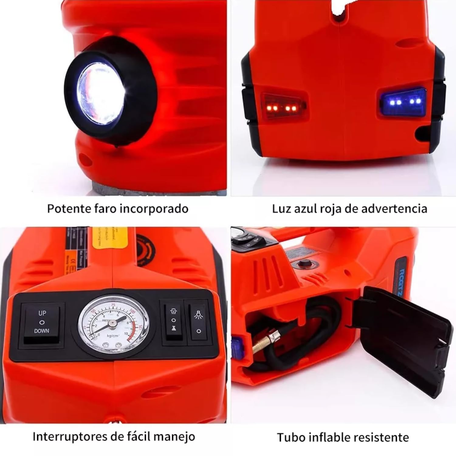 FIXITFAST Kit de Gato eléctrico de 5 toneladas y 12 V para Coche hidráulico con Llave de Impacto y Bomba de inflado de neumáticos y luz LED para neumáticos de Cambio de Camiones SUV, sedán