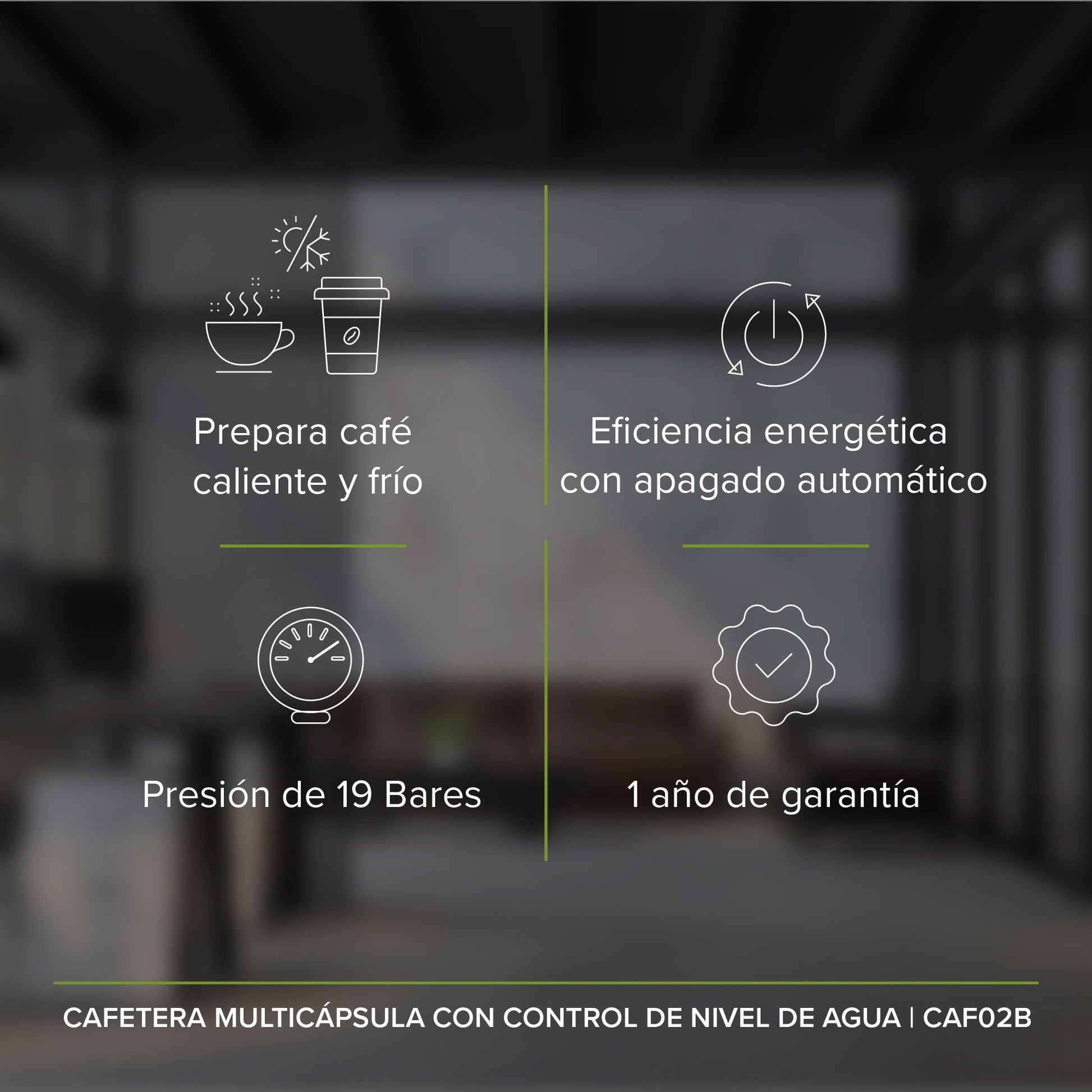 Cafetera Multicápsula AVERA Negra 3 en 1 Compatible con Cápsulas y Café Molido