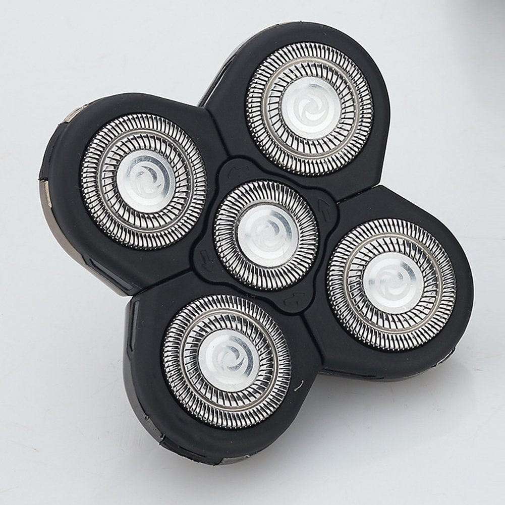 Cabezales de repuesto para maquinilla de afeitar eléctrica para hombres, 5 en 1, reemplazable, flotante, lavable, cuchilla recortadora de cabeza (negro)