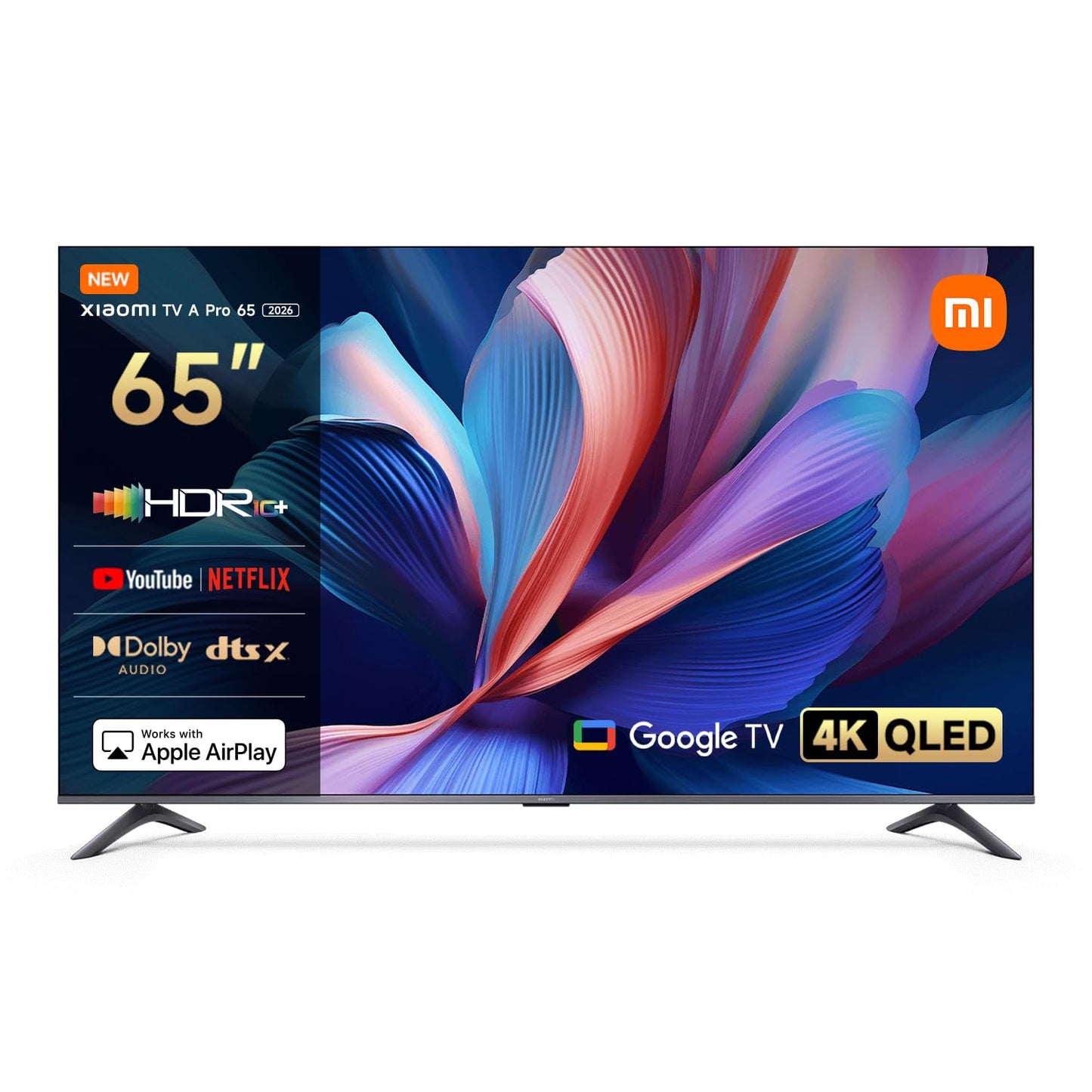 XIAOMI TV A Pro 65 2026 | 4K QLED Google TV | Dolby Audio DTS:X + DTS Virtual:X1 | Voice Control | HDR10+ | MEMC | Filmmaker Mode | Apple Airplay